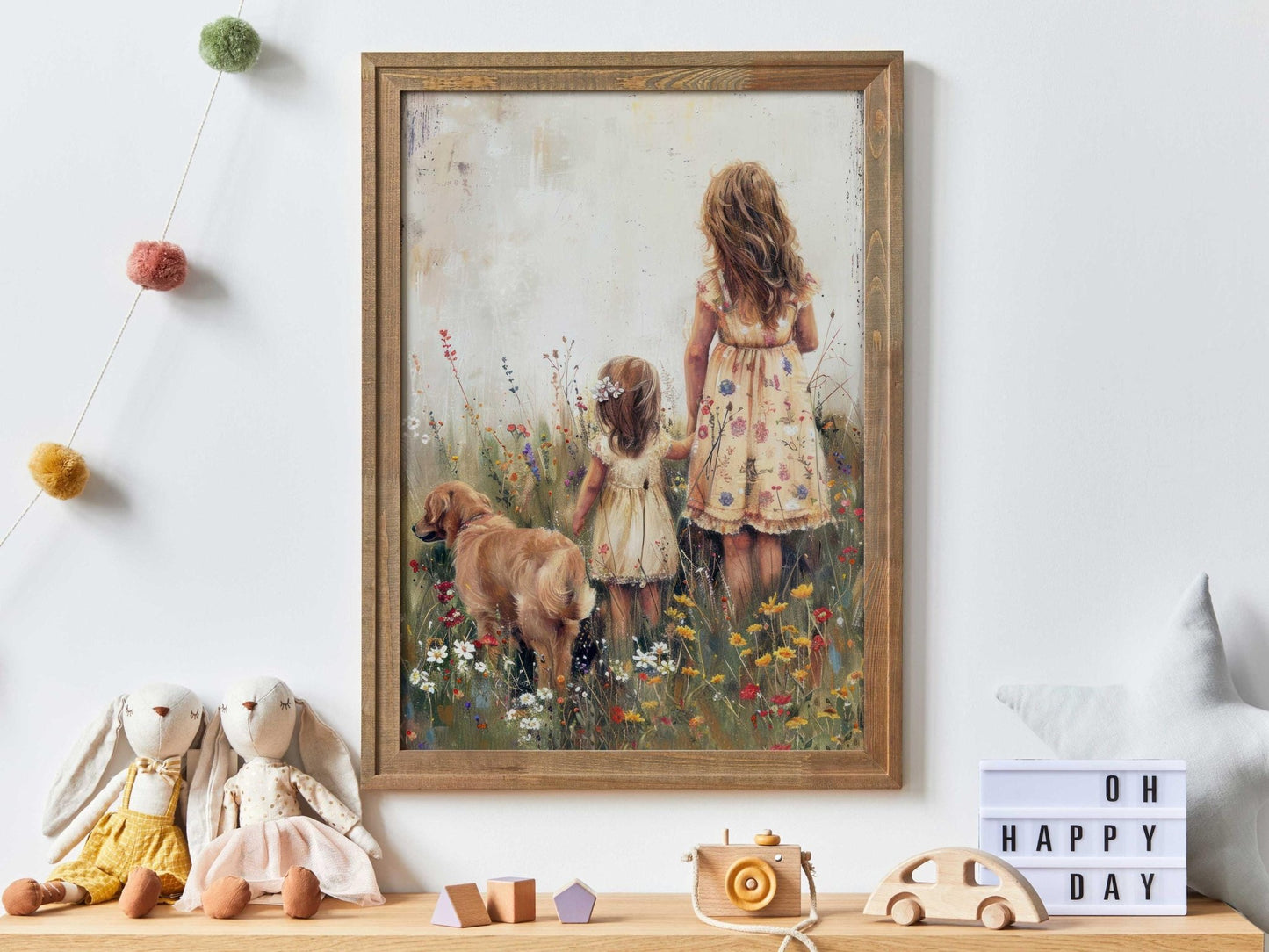 Golden Retriever Nursery Decor, Vintage Dog Wall Art, Cottagecore Painting - WildfieldPrints