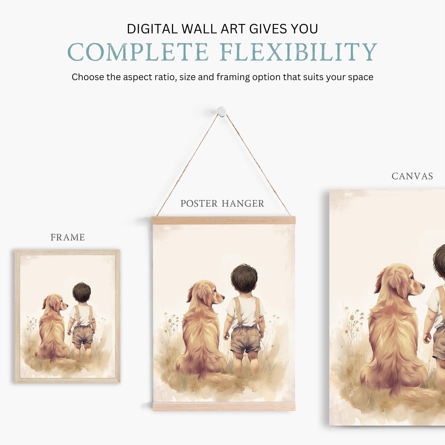 Golden Retriever Nursery Print, Boys Room Decor, Dog Artwork - WildfieldPrints