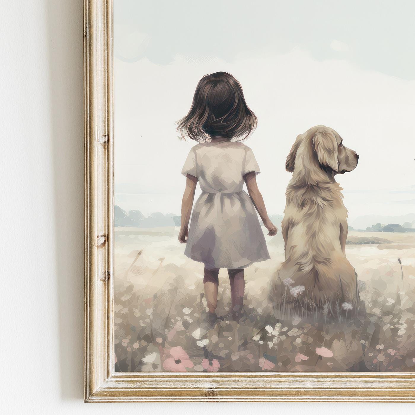 Golden Retriever Nursery Print, Dog Wall Decor, Kids Room Art - WildfieldPrints