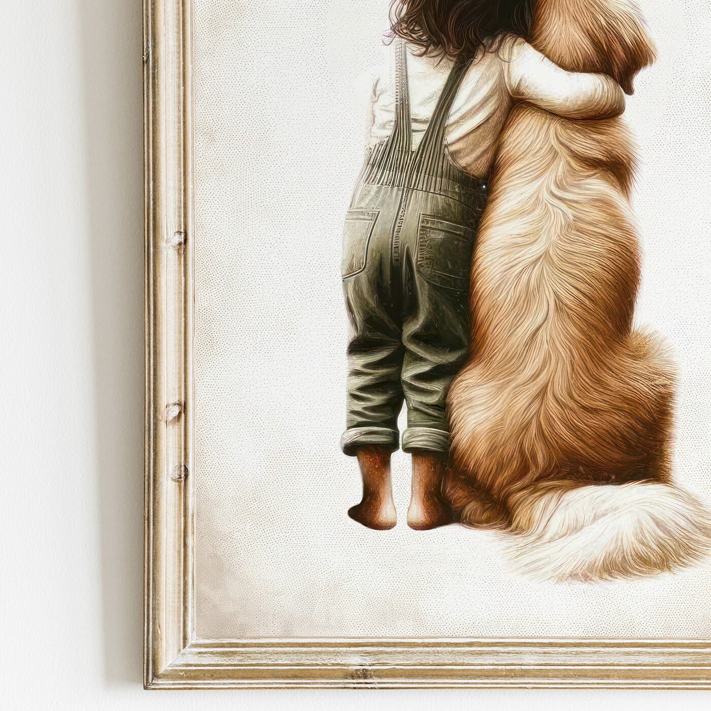 Golden Retriever Nursery Print, Girl and Dog Artwork, Toddler Room Decor - WildfieldPrints