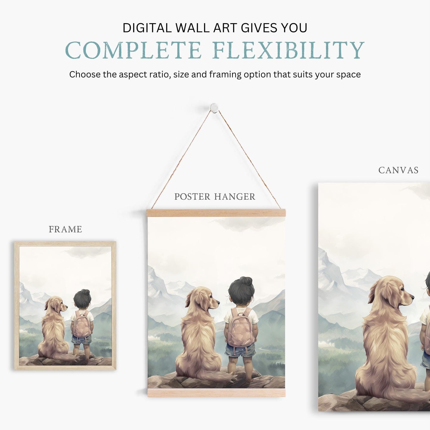 Golden Retriever Nursery Prints, Dog Wall Decor, Kids Room Art - WildfieldPrints
