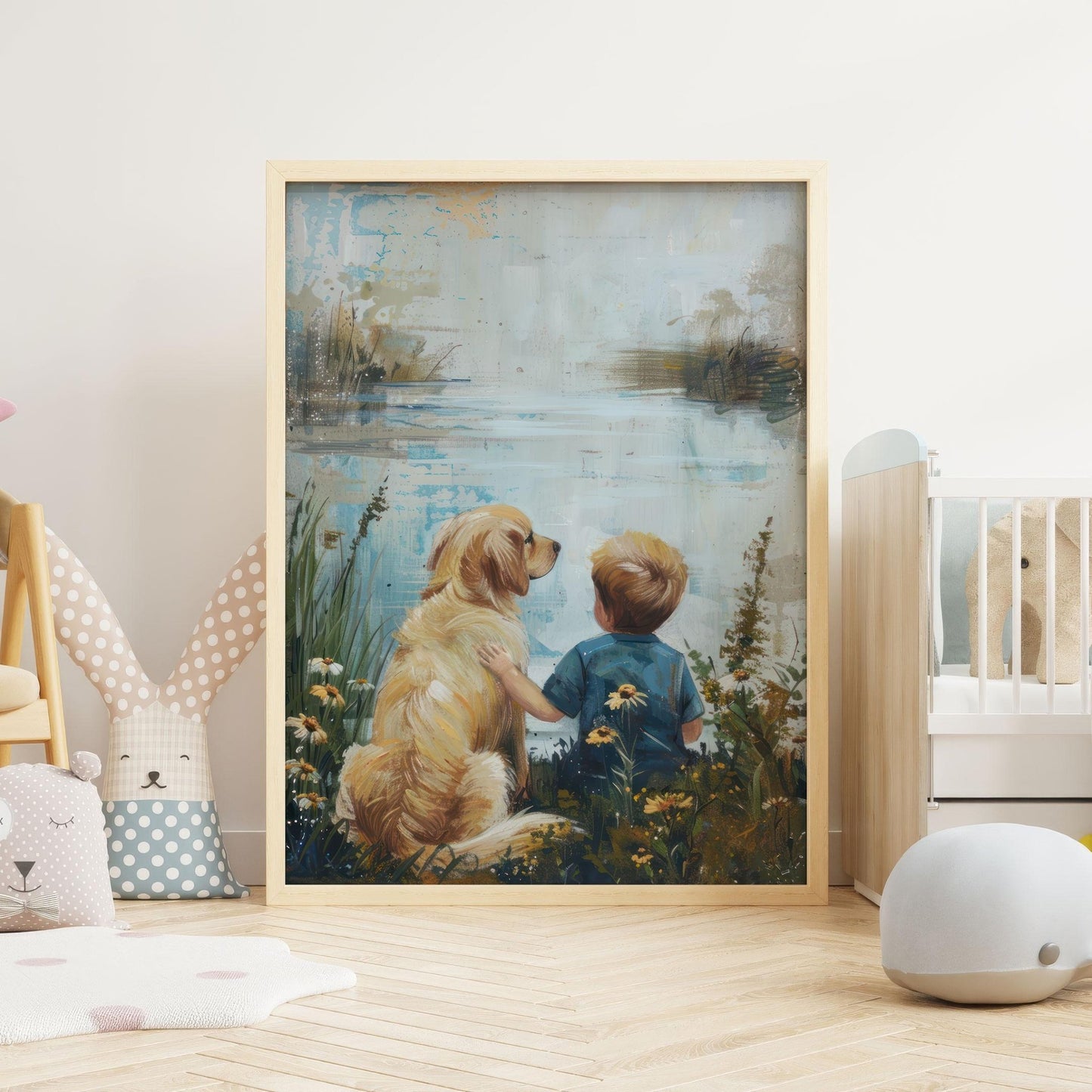 Golden Retriever Nursery Wall Art, Dog - Themed Boys Room Decor - WildfieldPrints