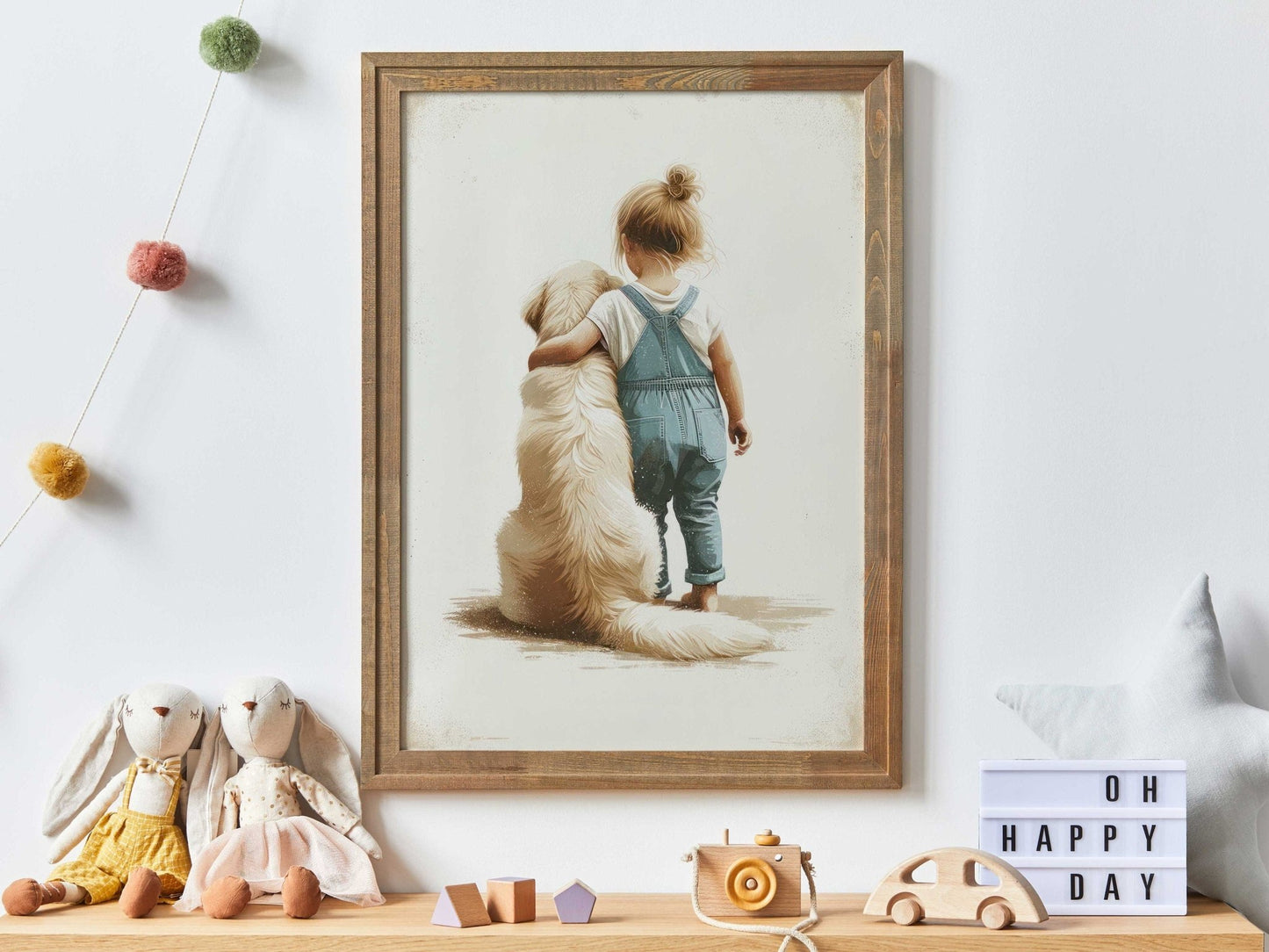 Golden Retriever Print, Dog Nursery Decor, Girls Room Wall Art - WildfieldPrints