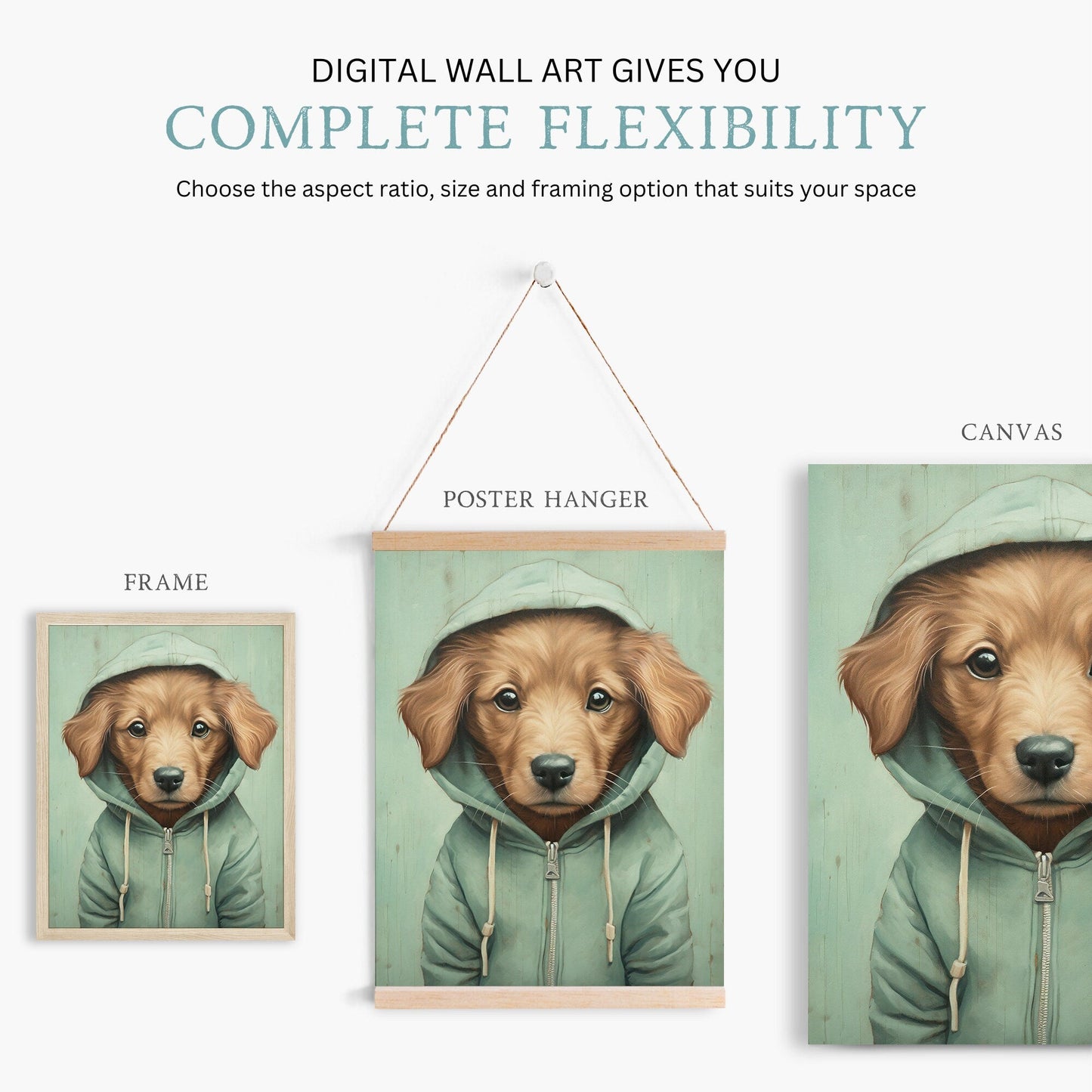 Golden Retriever Puppy Print, Rustic Dog Wall Decor, Gift for Dog Lovers - WildfieldPrints