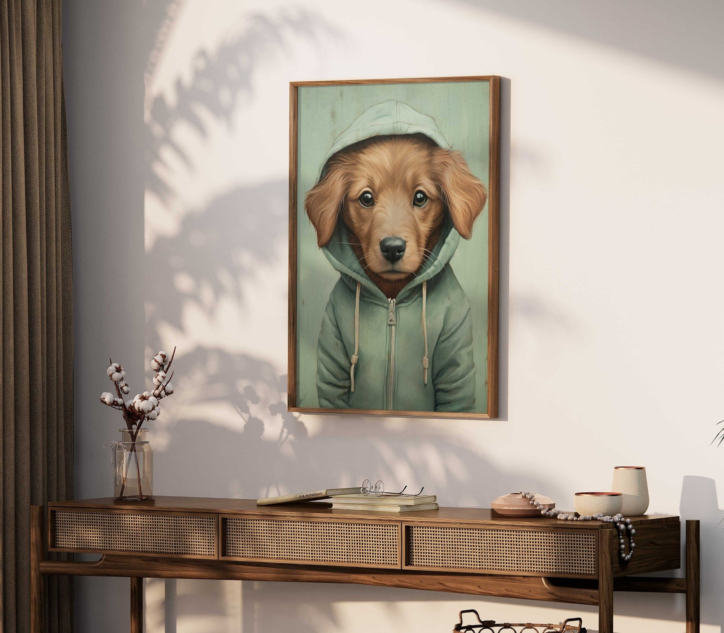 Golden Retriever Puppy Print, Rustic Dog Wall Decor, Gift for Dog Lovers - WildfieldPrints