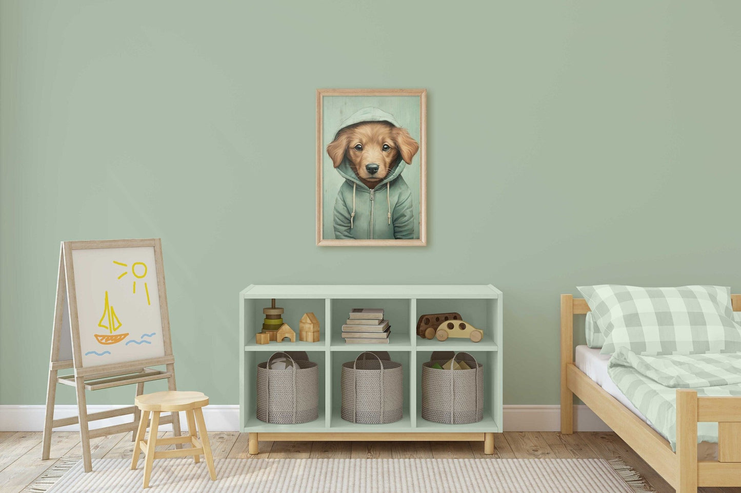 Golden Retriever Puppy Print, Rustic Dog Wall Decor, Gift for Dog Lovers - WildfieldPrints