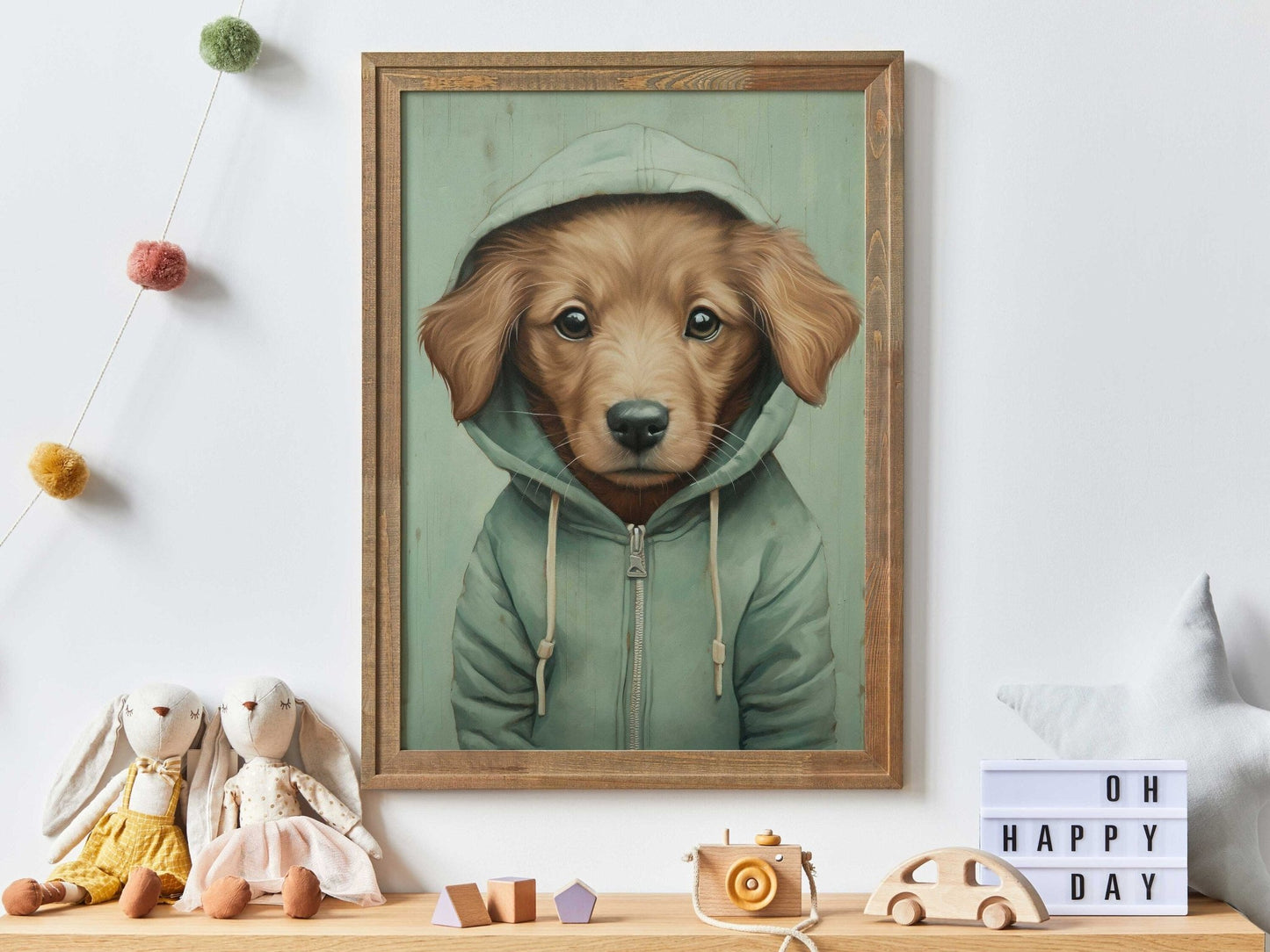 Golden Retriever Puppy Print, Rustic Dog Wall Decor, Gift for Dog Lovers - WildfieldPrints