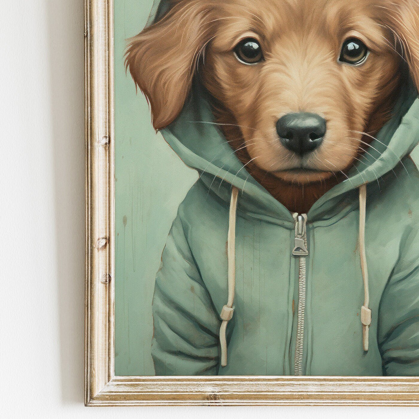Golden Retriever Puppy Print, Rustic Dog Wall Decor, Gift for Dog Lovers - WildfieldPrints
