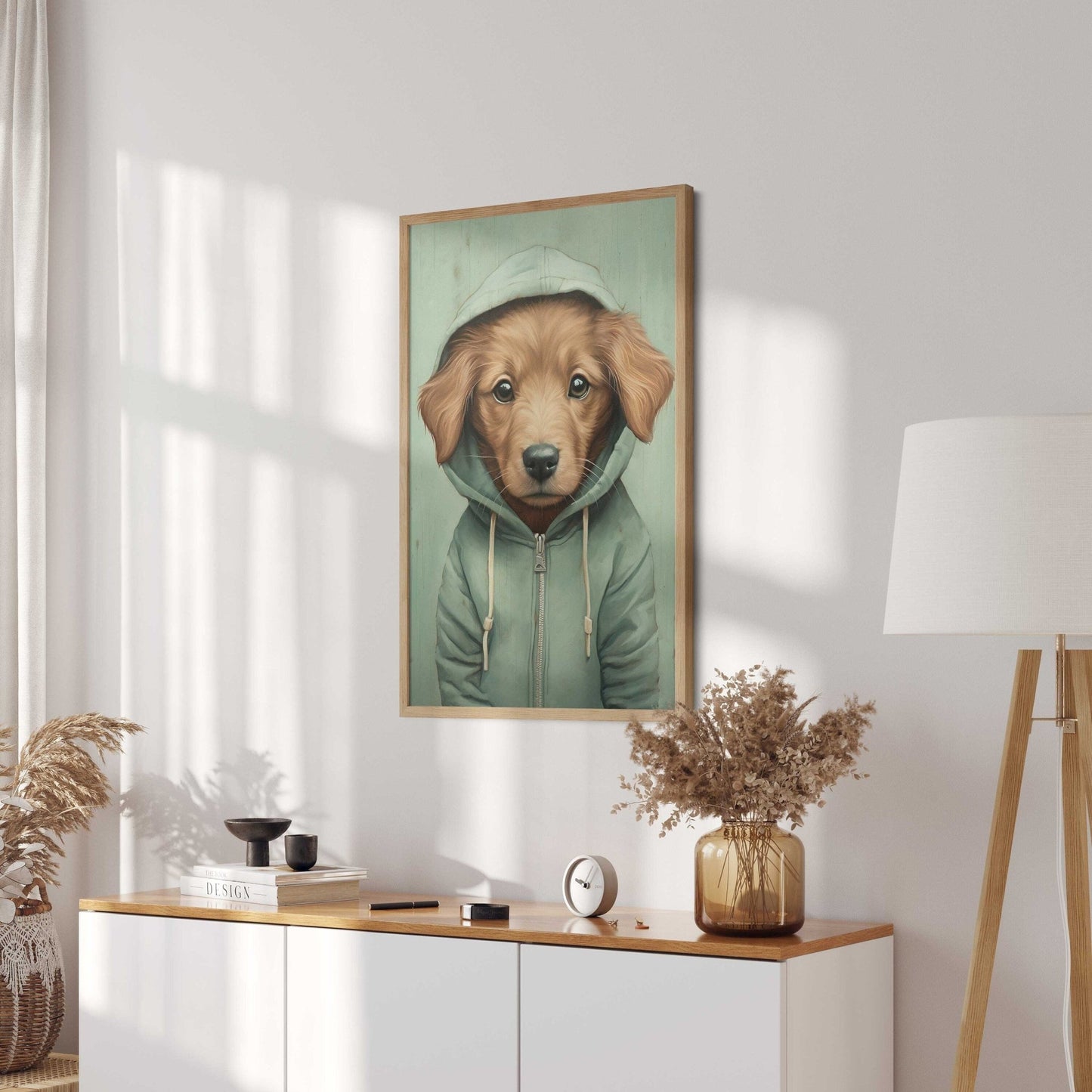 Golden Retriever Puppy Print, Rustic Dog Wall Decor, Gift for Dog Lovers - WildfieldPrints