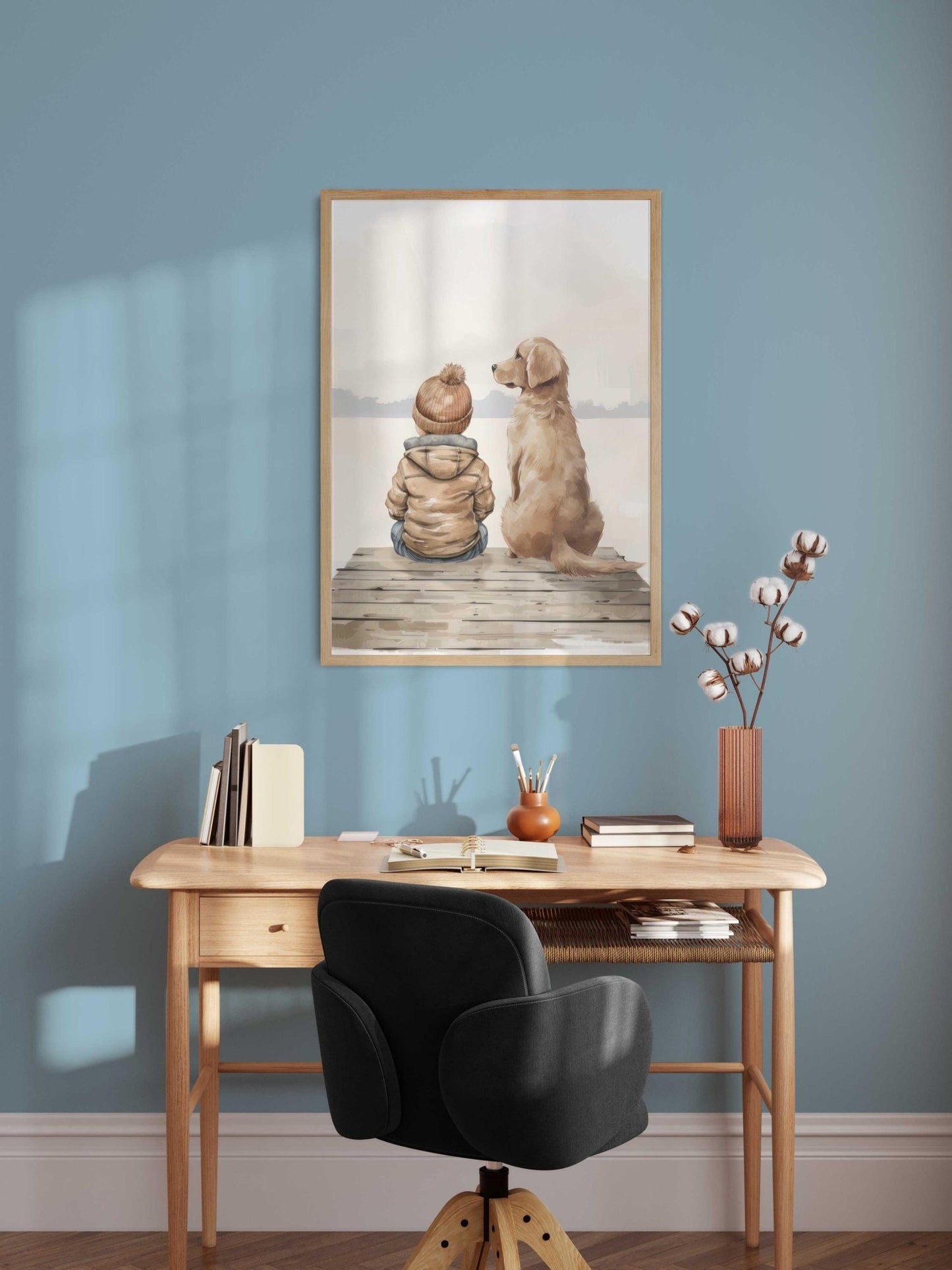 Golden Retriever Wall Art, Boy Nursery Dog Decor, Family Canine Print - WildfieldPrints
