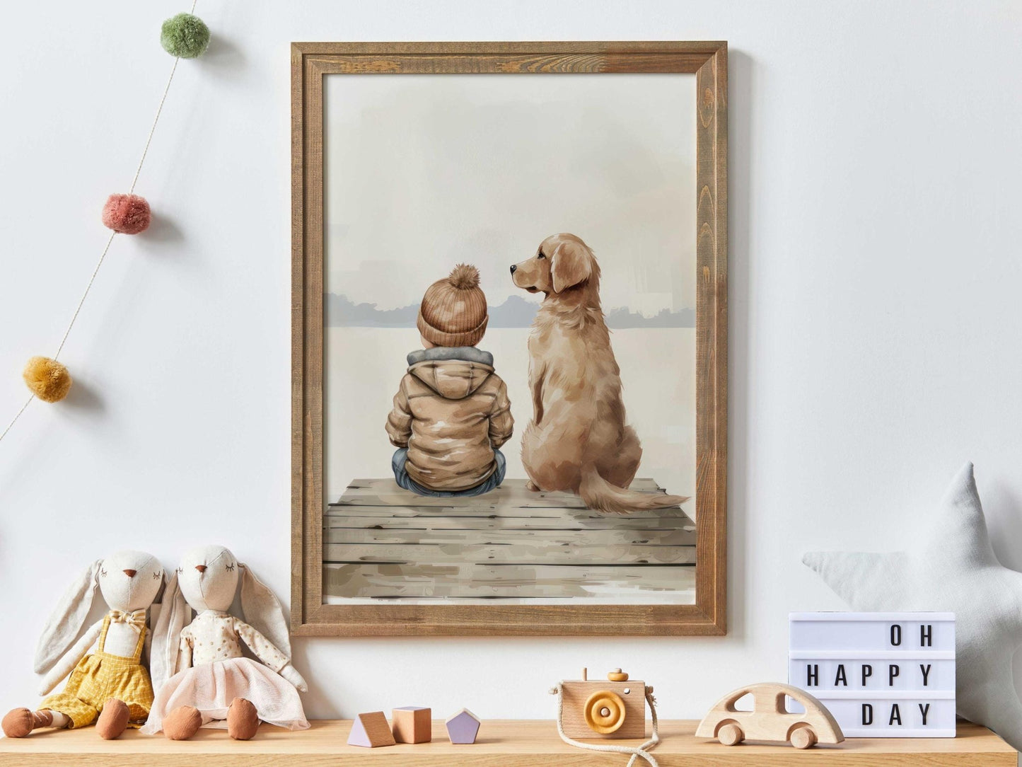 Golden Retriever Wall Art, Boy Nursery Dog Decor, Family Canine Print - WildfieldPrints