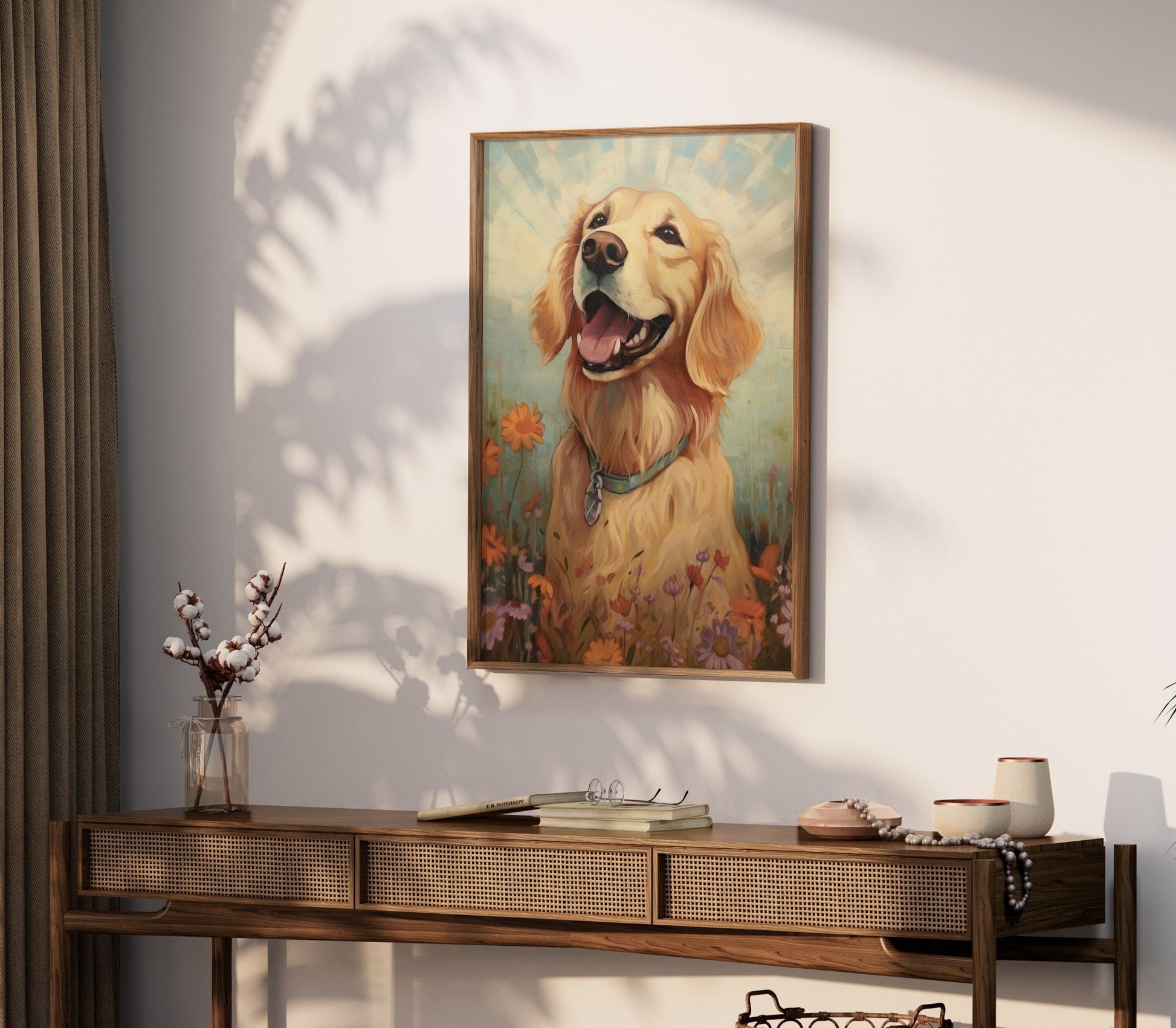 Golden Retriever Wall Art, Dog Lover Gift, Happy Dog Portrait - WildfieldPrints
