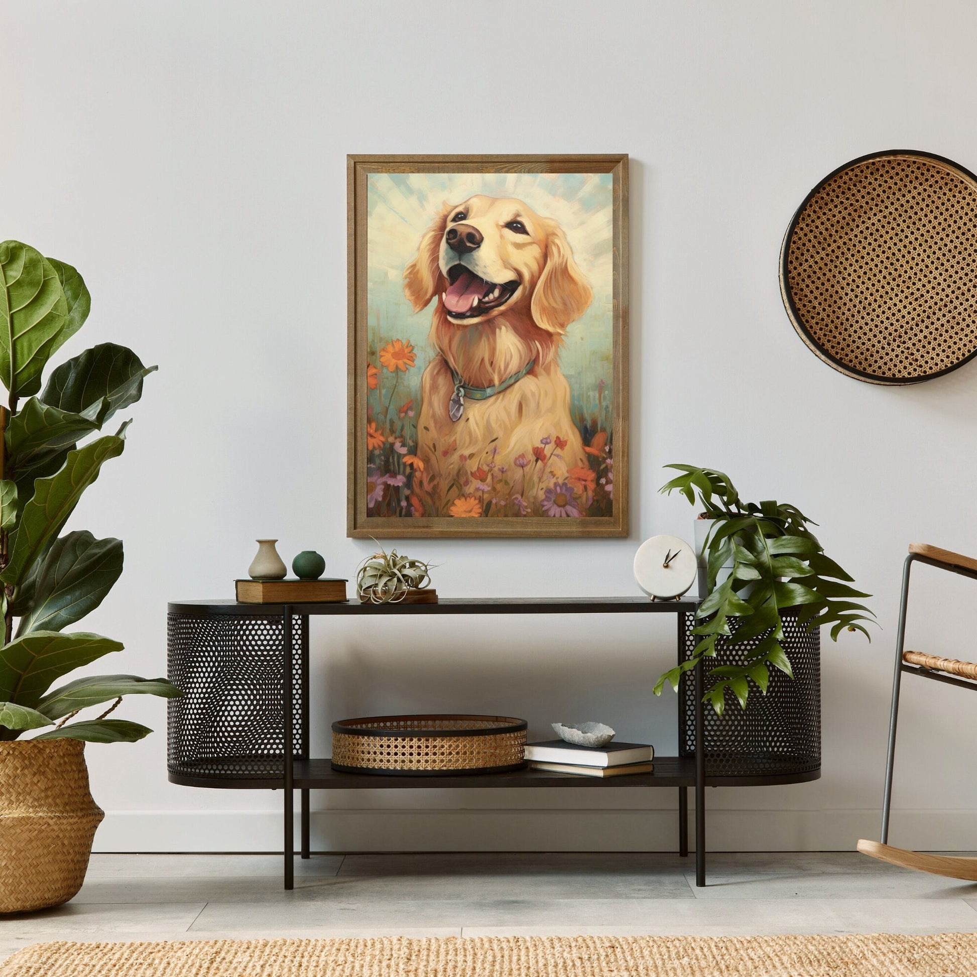 Golden Retriever Wall Art, Dog Lover Gift, Happy Dog Portrait - WildfieldPrints