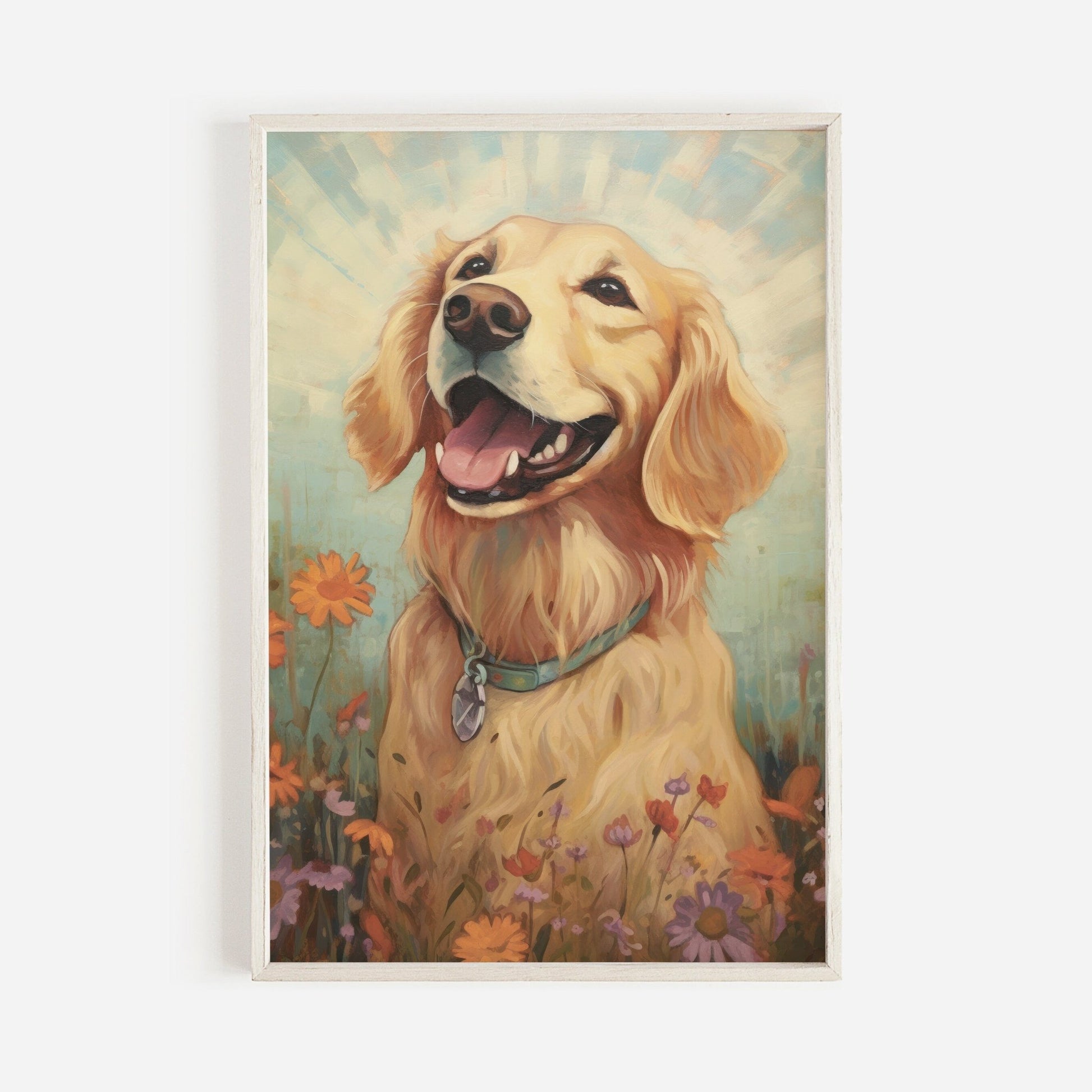 Golden Retriever Wall Art, Dog Lover Gift, Happy Dog Portrait - WildfieldPrints