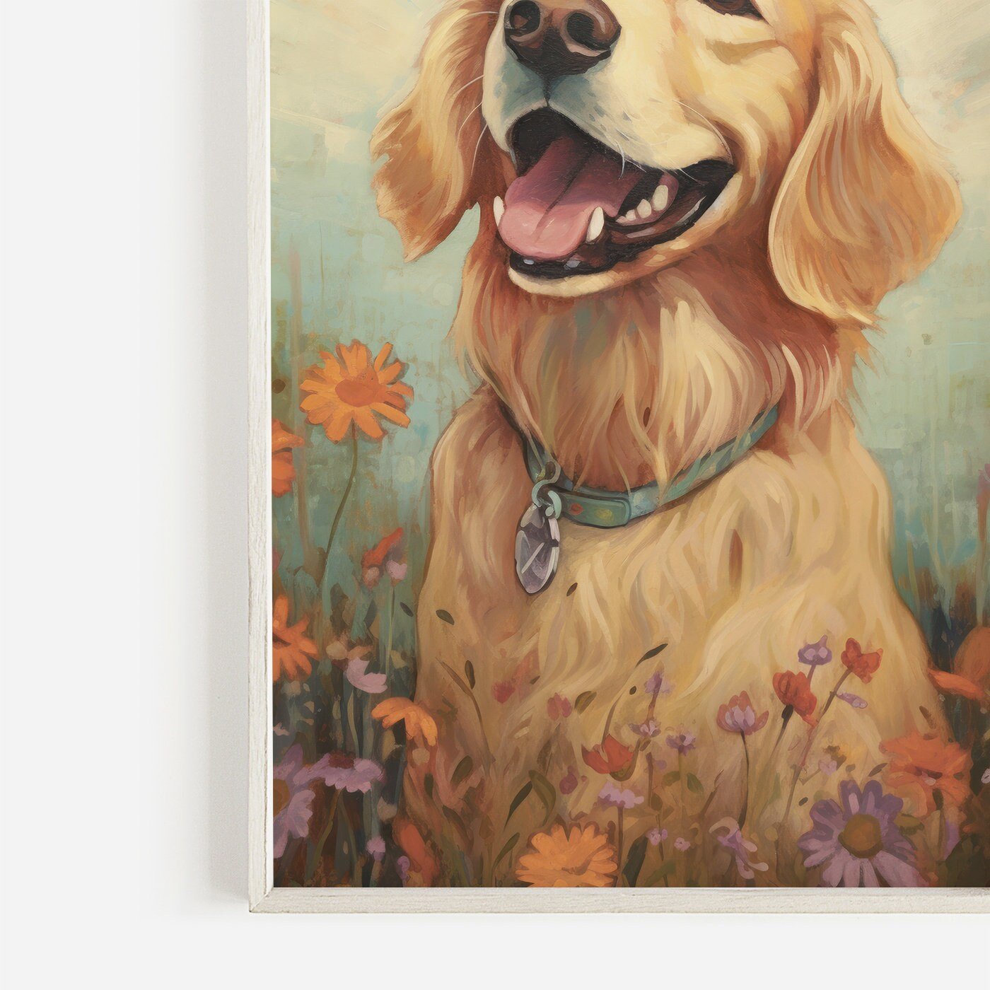 Golden Retriever Wall Art, Dog Lover Gift, Happy Dog Portrait - WildfieldPrints