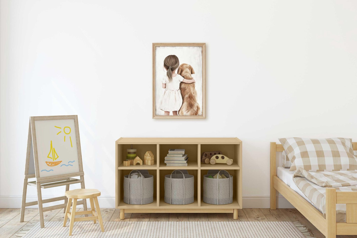 Golden Retriever Wall Art, Dog Nursery Decor, Toddler Room Girls - WildfieldPrints