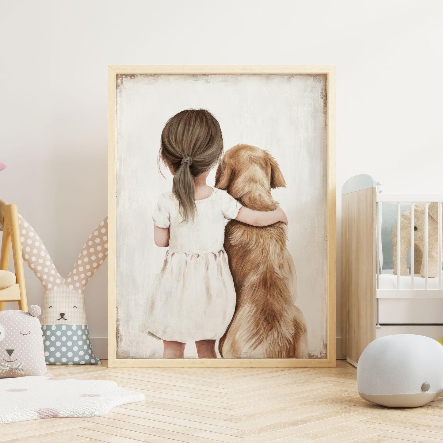 Golden Retriever Wall Art, Dog Nursery Decor, Toddler Room Girls - WildfieldPrints