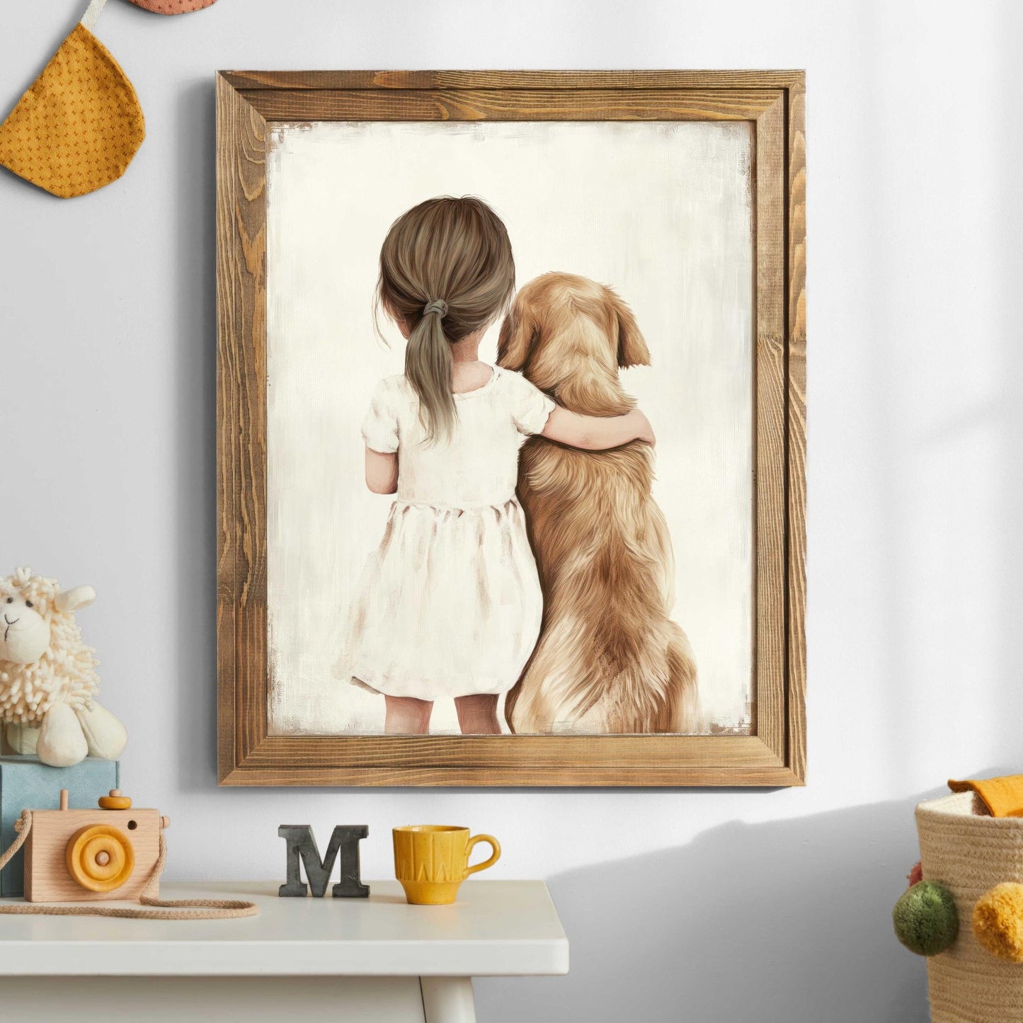 Golden Retriever Wall Art, Dog Nursery Decor, Toddler Room Girls - WildfieldPrints