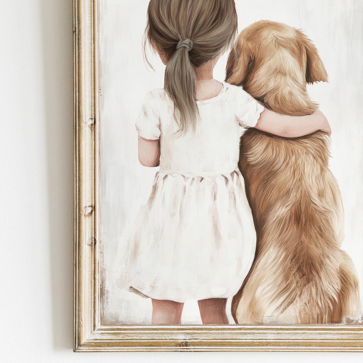 Golden Retriever Wall Art, Dog Nursery Decor, Toddler Room Girls - WildfieldPrints