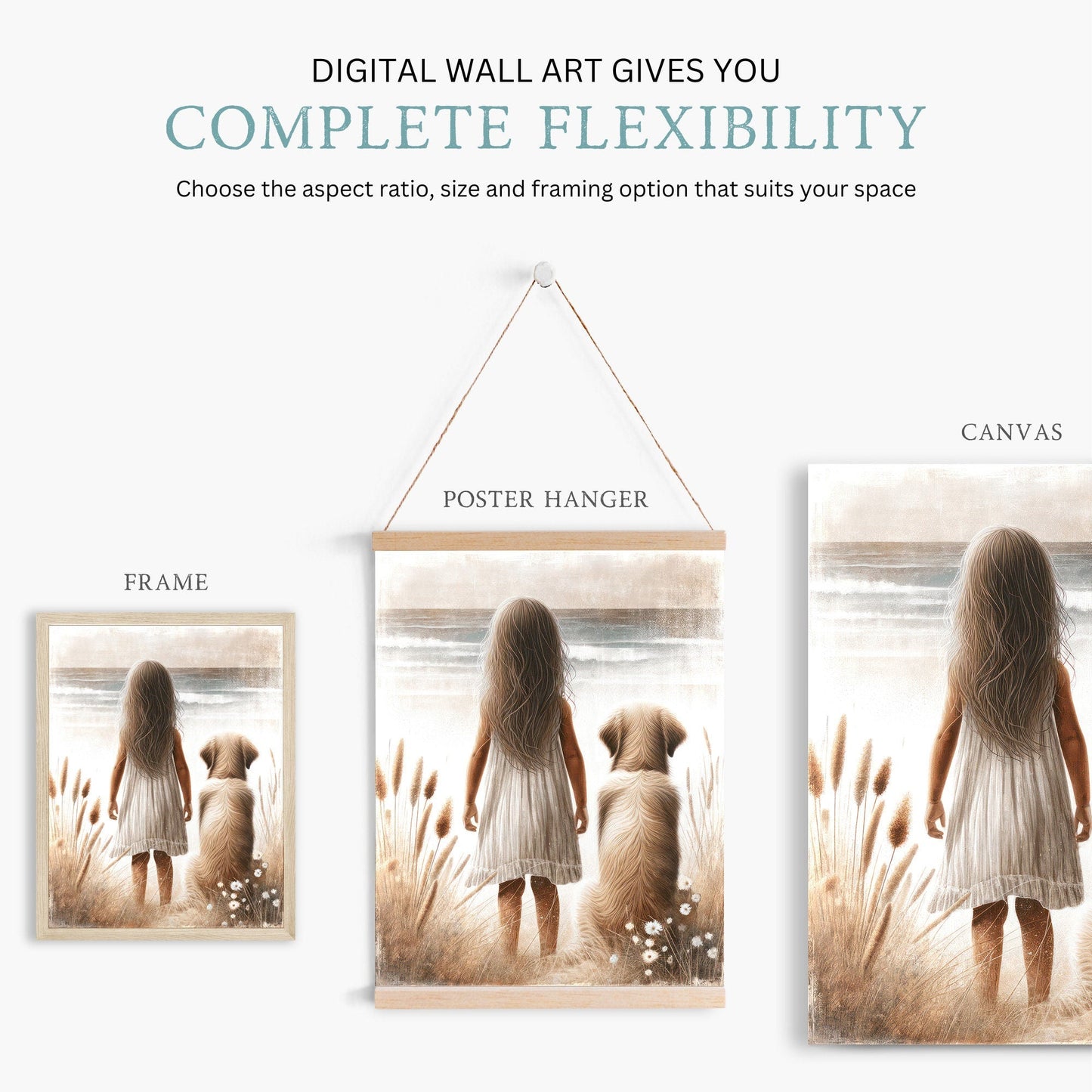Golden Retriever Wall Art, Girl & Dog Decor, Nursery Painting - WildfieldPrints