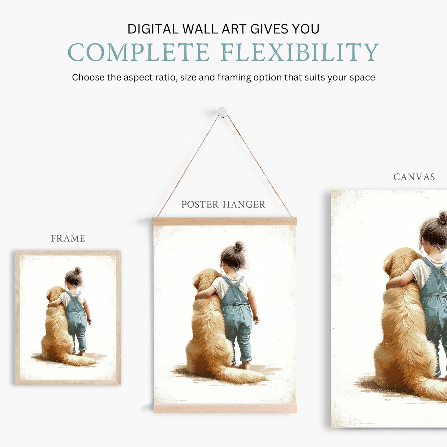 Golden Retriever Wall Art, Girl's Nursery Decor, Whimsical Golden Retriever - WildfieldPrints