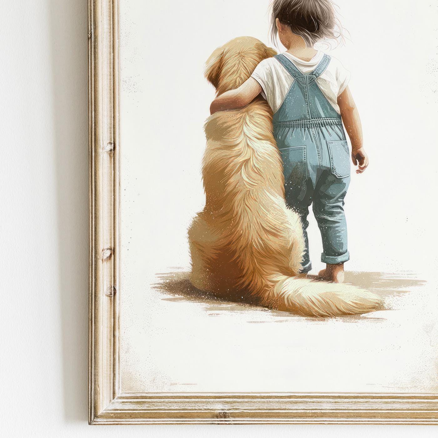 Golden Retriever Wall Art, Girl's Nursery Decor, Whimsical Golden Retriever - WildfieldPrints