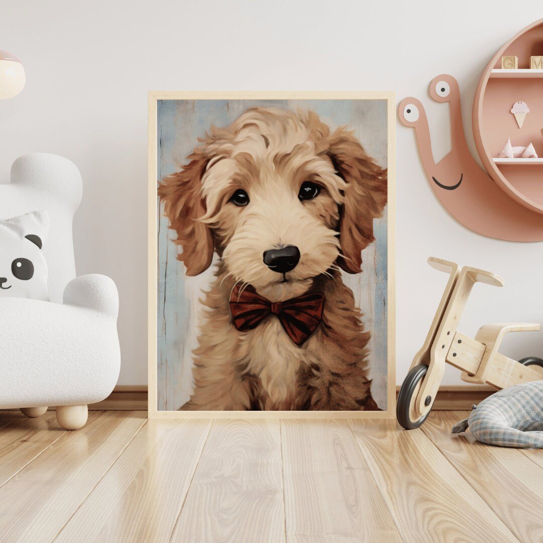 Goldendoodle Art Print, Vintage Dog Decor, Gift for Dog Lovers - WildfieldPrints