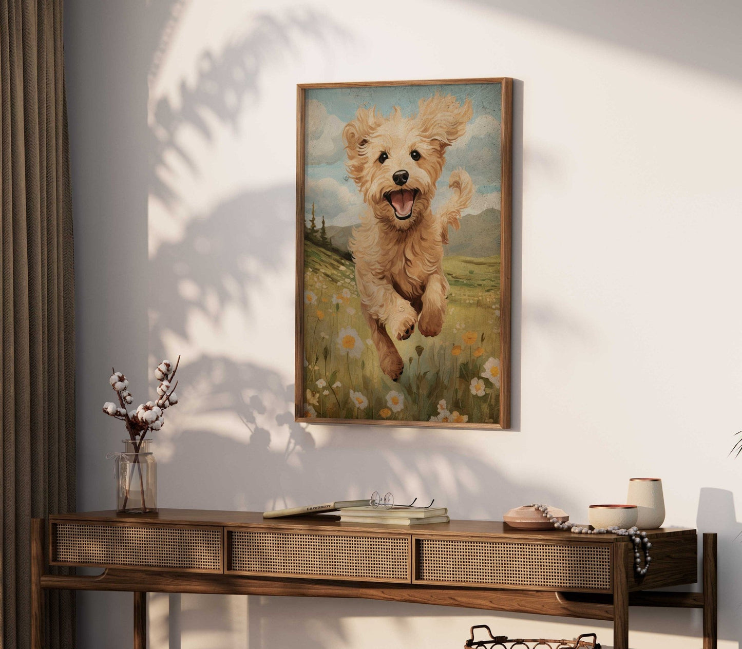 Goldendoodle Art Print, Vintage Dog Decor, Happy Dog Wall Art - WildfieldPrints