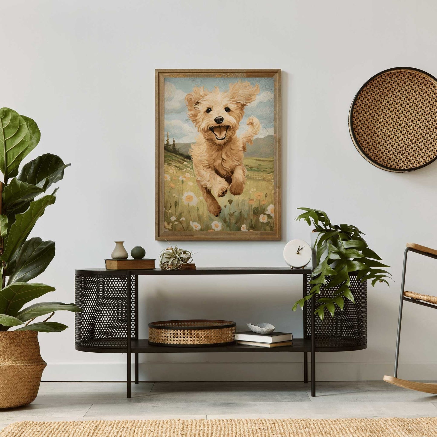 Goldendoodle Art Print, Vintage Dog Decor, Happy Dog Wall Art - WildfieldPrints