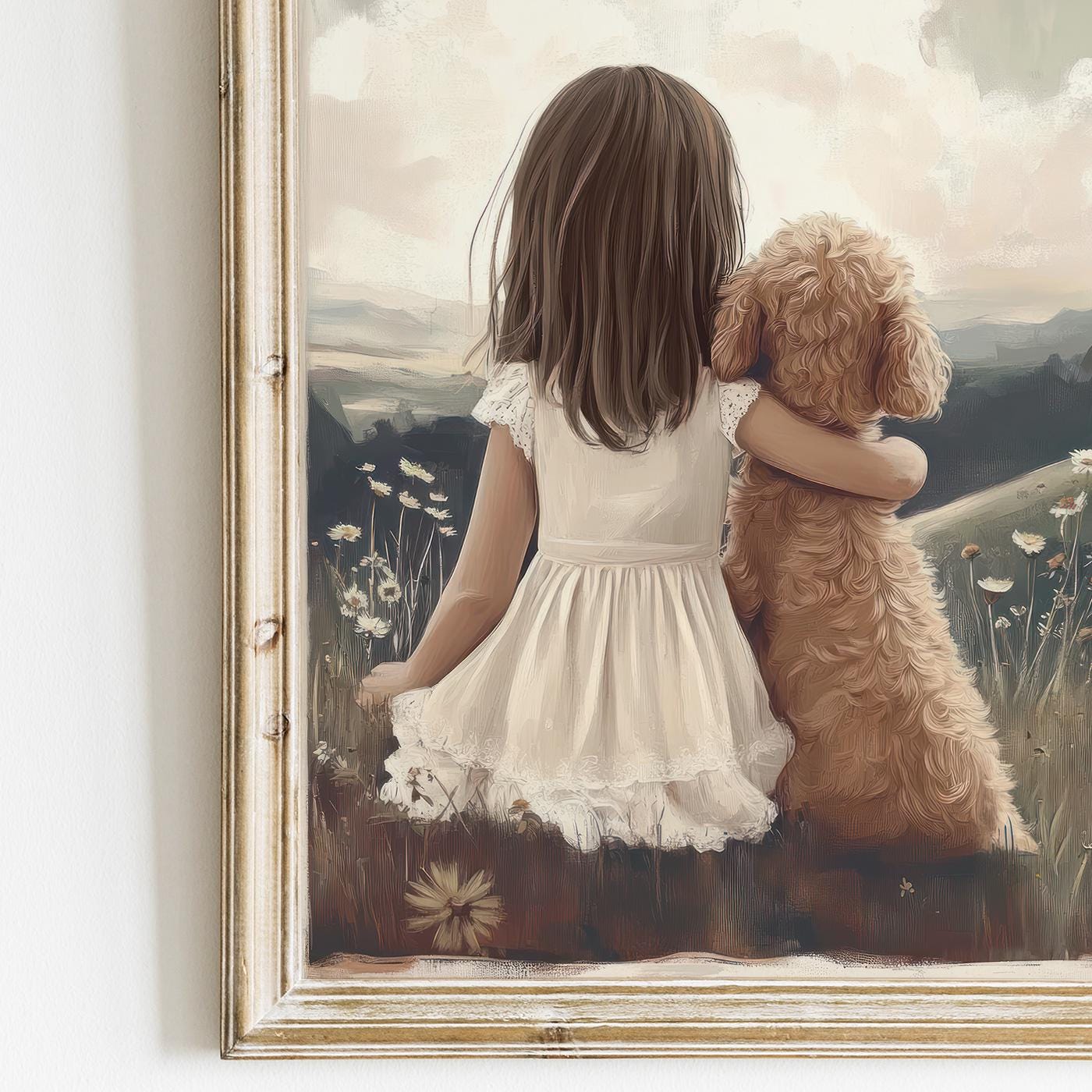 Goldendoodle Girl Nursery Art, Girl & Goldendoodle, Cockapoo Print, Dog Art Girl Room, Toddler Decor Girl, Printable Labradoodle Wall Art - My Store