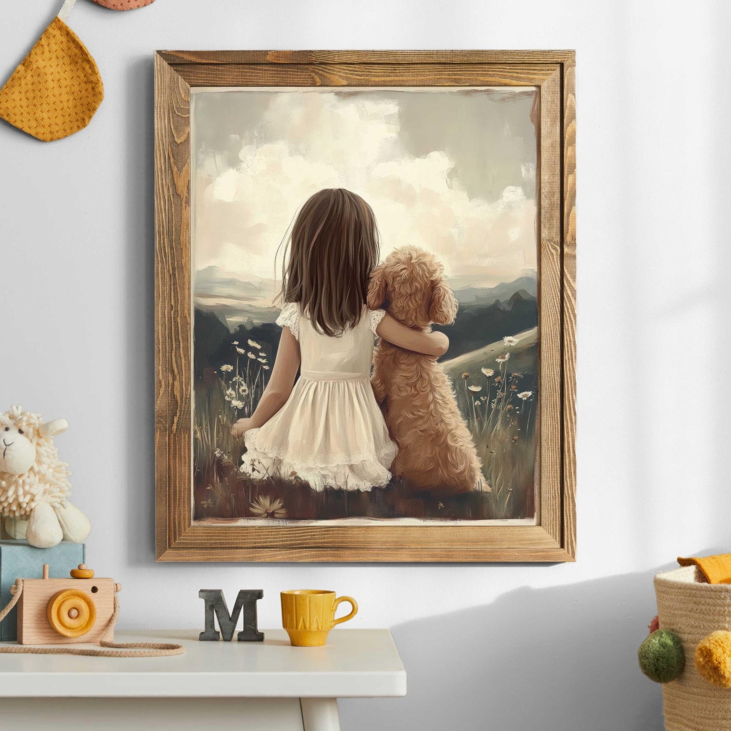 Goldendoodle Girl Nursery Art, Girl & Goldendoodle, Cockapoo Print, Dog Art Girl Room, Toddler Decor Girl, Printable Labradoodle Wall Art - My Store