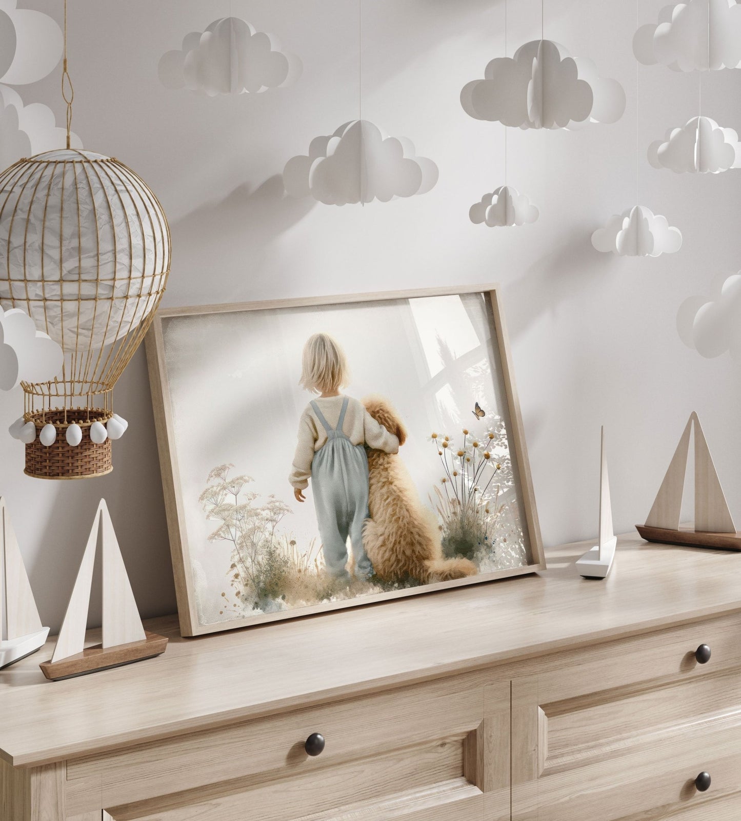 Goldendoodle Nursery Art, Cute Dog Wall Decor, Toddler Room Accent - WildfieldPrints