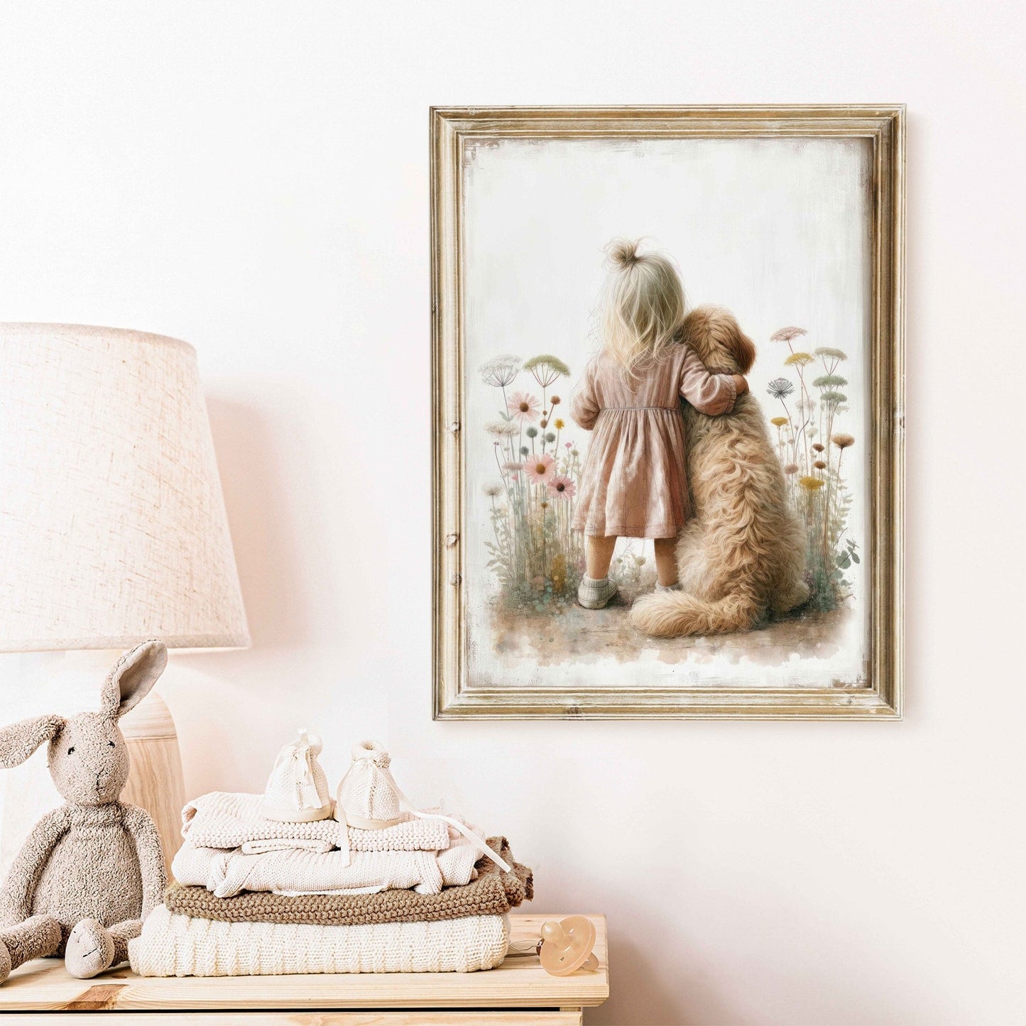 Goldendoodle Nursery Art, Cute Dog Wall Decor, Toddler Room Accent - WildfieldPrints