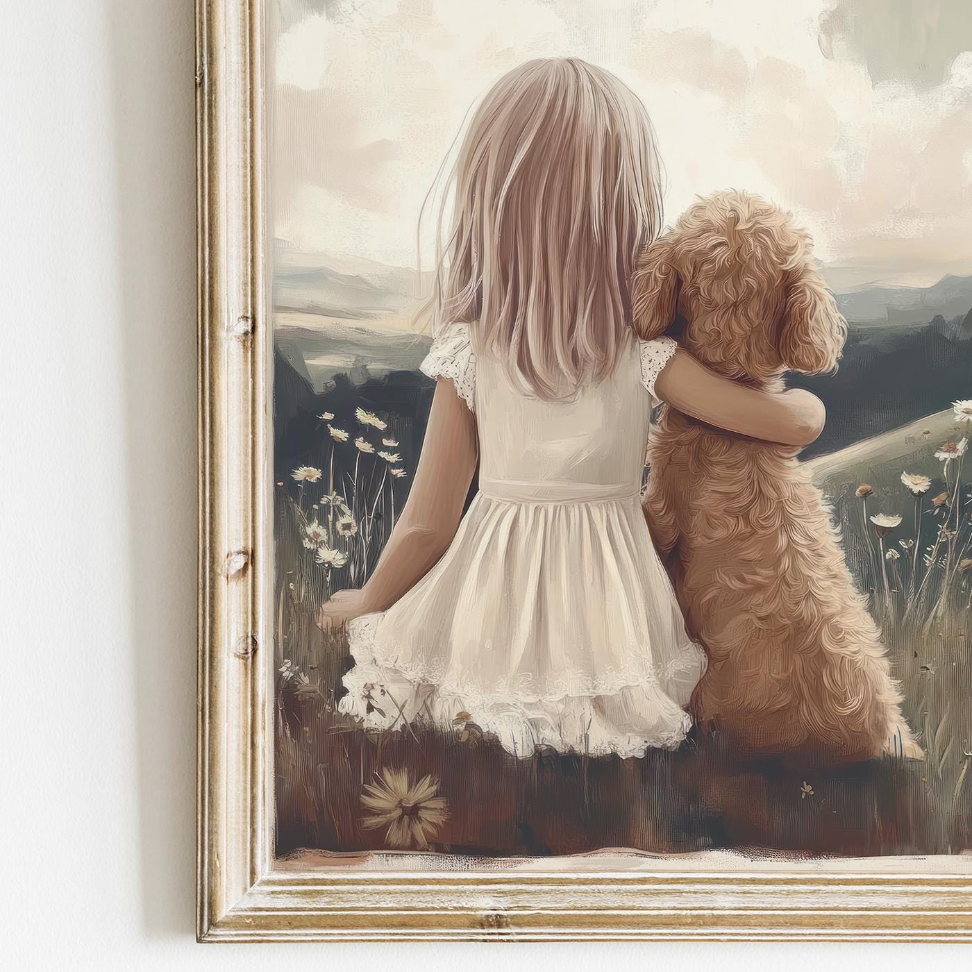 Goldendoodle Nursery Print, Girl & Dog Art Print, Cream Cockapoo Print, Dog Nursery Decor, Toddler Decor Girl, Printable Dog Wall Art - My Store