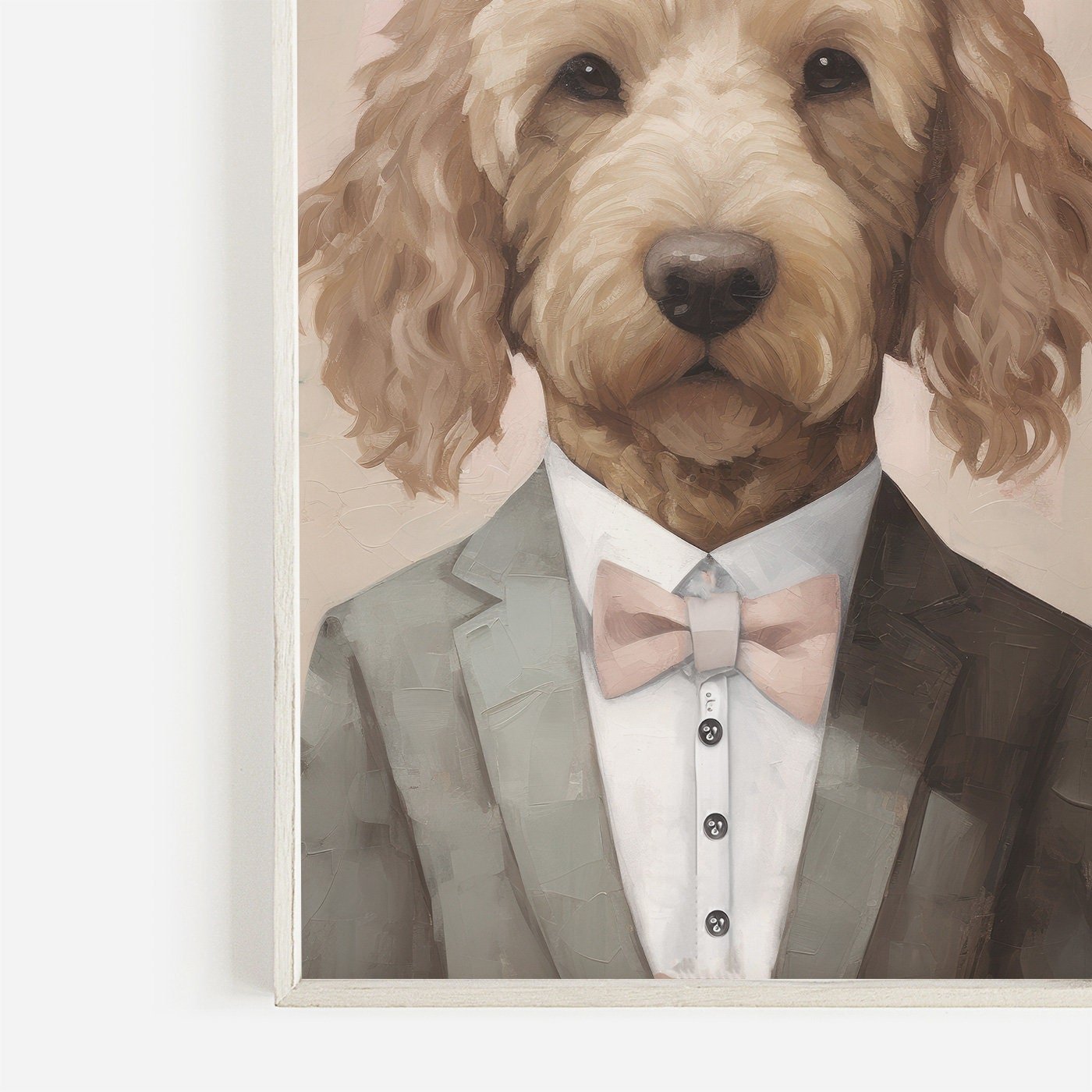Goldendoodle Wall Art, Vintage Dog Portrait, Funny Canine Decor - WildfieldPrints