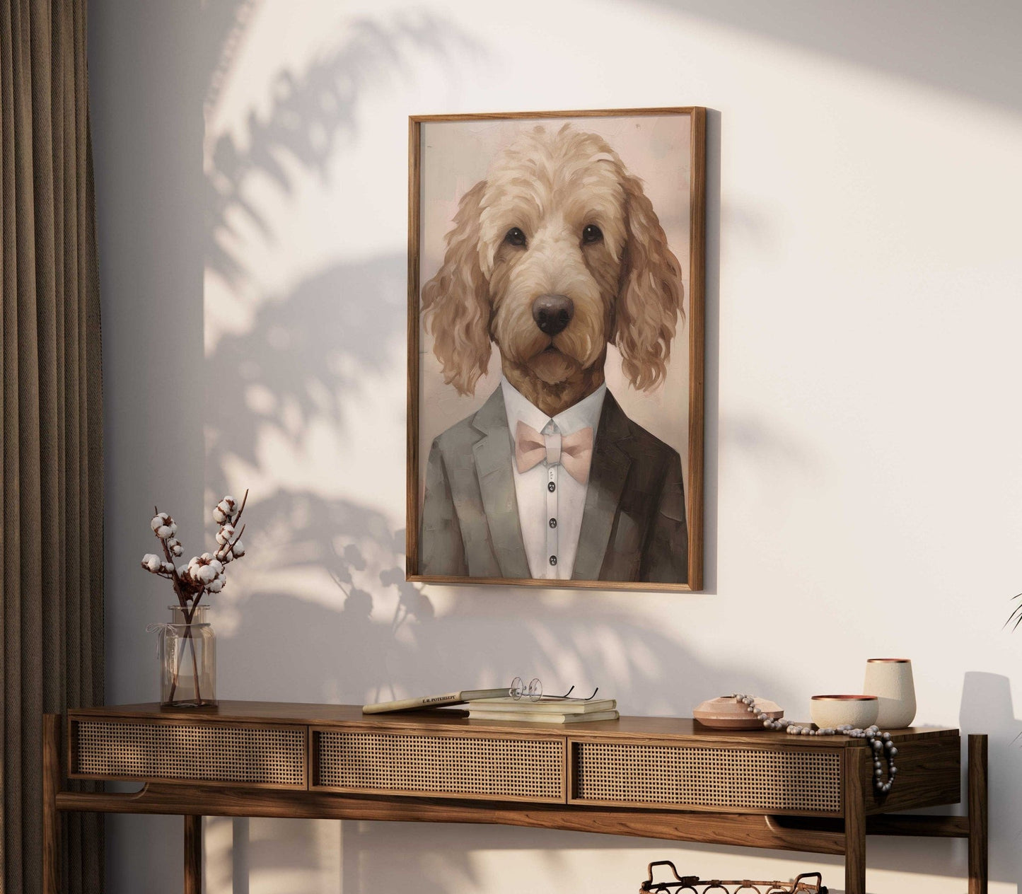 Goldendoodle Wall Art, Vintage Dog Portrait, Funny Canine Decor - WildfieldPrints
