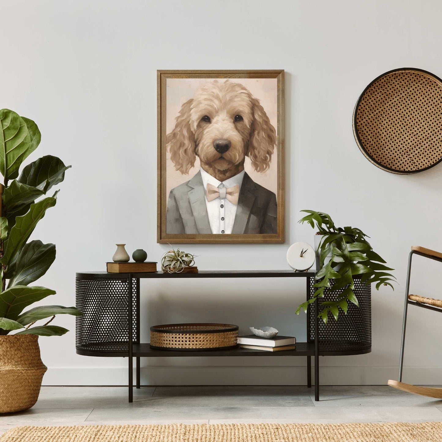 Goldendoodle Wall Art, Vintage Dog Portrait, Funny Canine Decor - WildfieldPrints