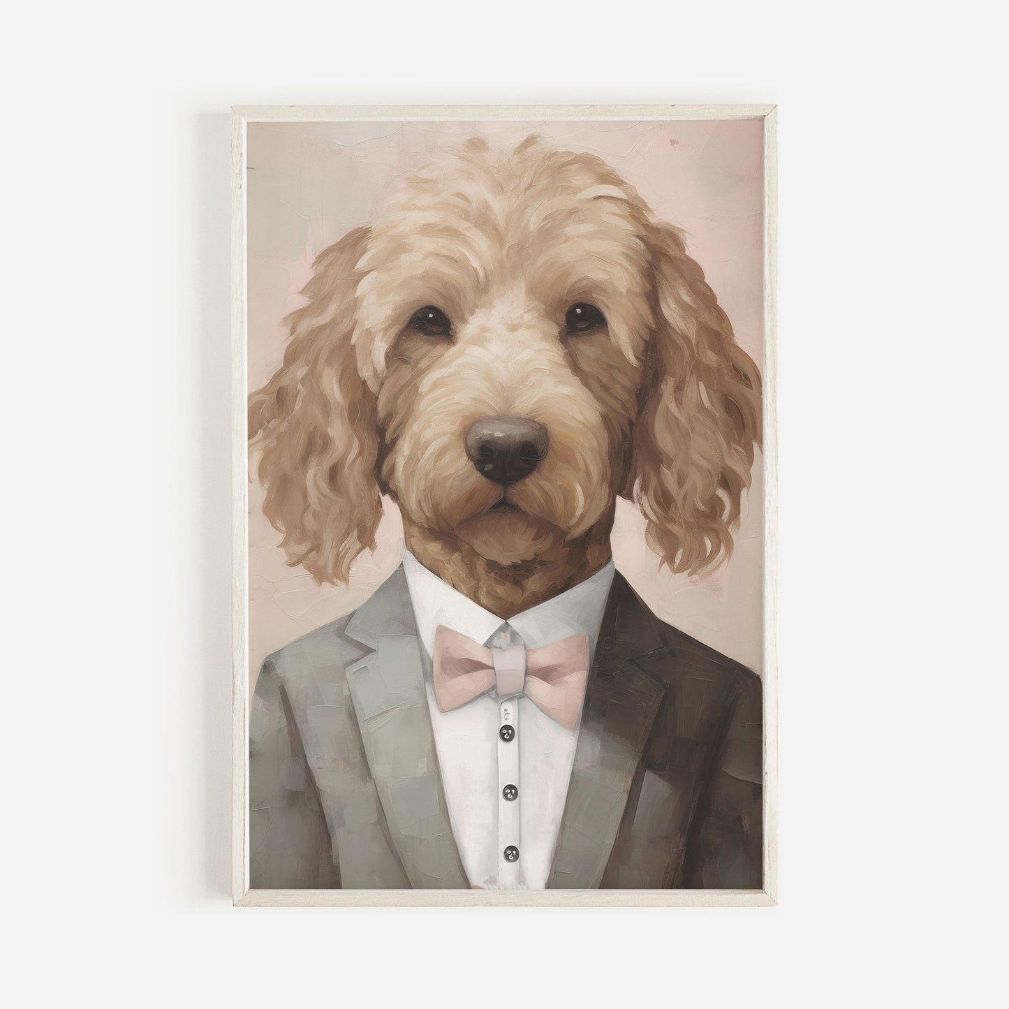 Goldendoodle Wall Art, Vintage Dog Portrait, Funny Canine Decor - WildfieldPrints