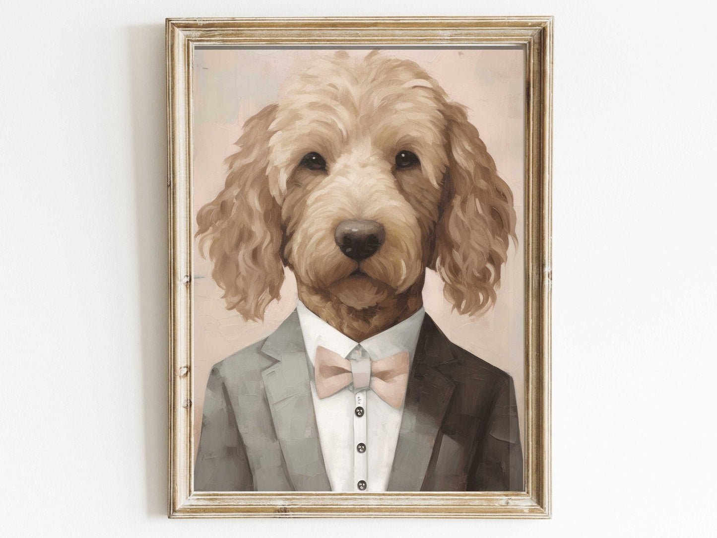 Goldendoodle Wall Art, Vintage Dog Portrait, Funny Canine Decor - WildfieldPrints