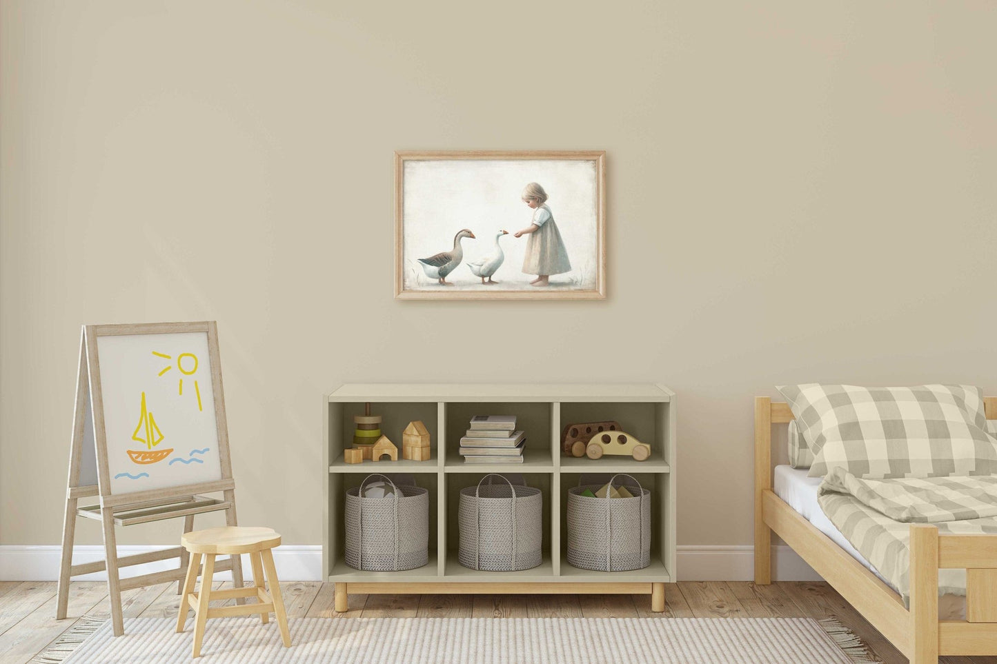 Goose Nursery Wall Art, Vintage Farmhouse Decor, Country Style Prints - WildfieldPrints