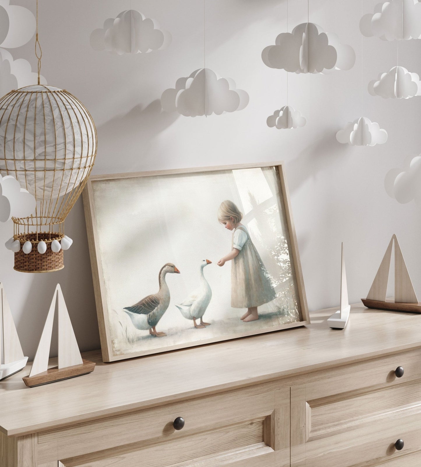 Goose Nursery Wall Art, Vintage Farmhouse Decor, Country Style Prints - WildfieldPrints