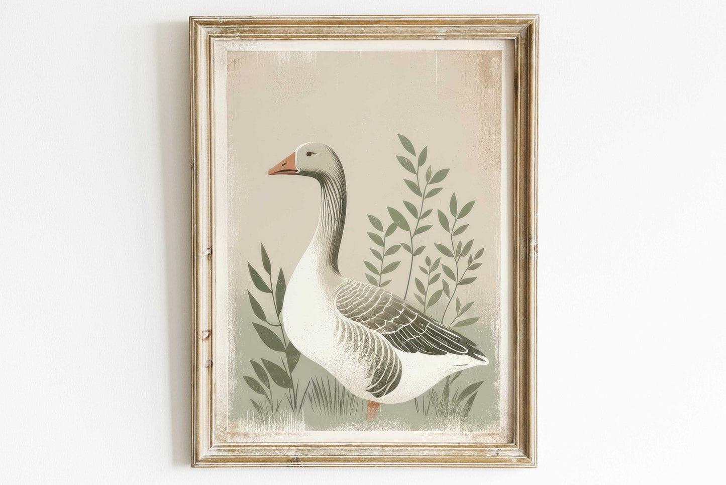 Goose Print, Farmhouse Wall Art, Vintage Farm Animal Decor - WildfieldPrints