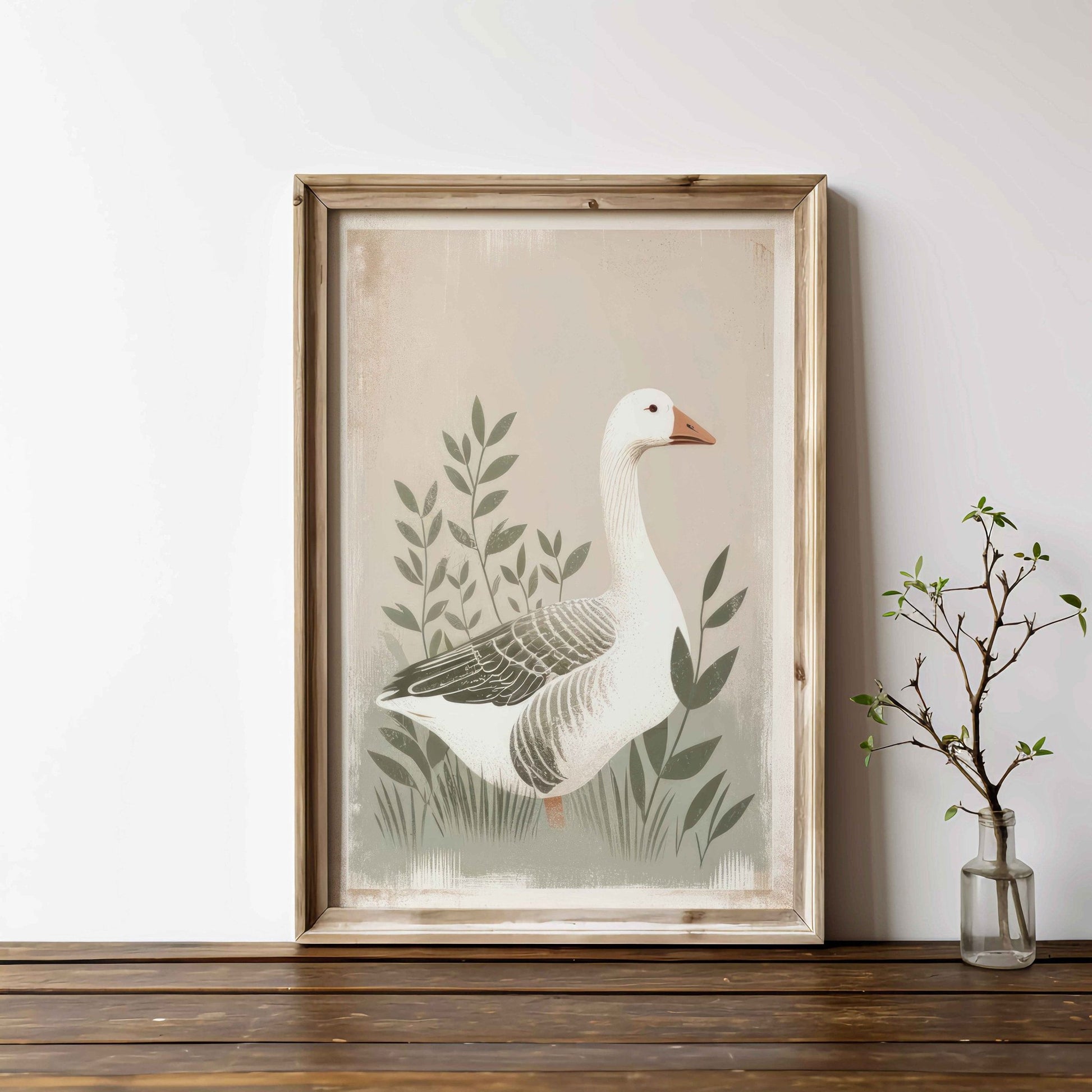Goose Print, Farmhouse Wall Art, Vintage Farm Animal Decor - WildfieldPrints
