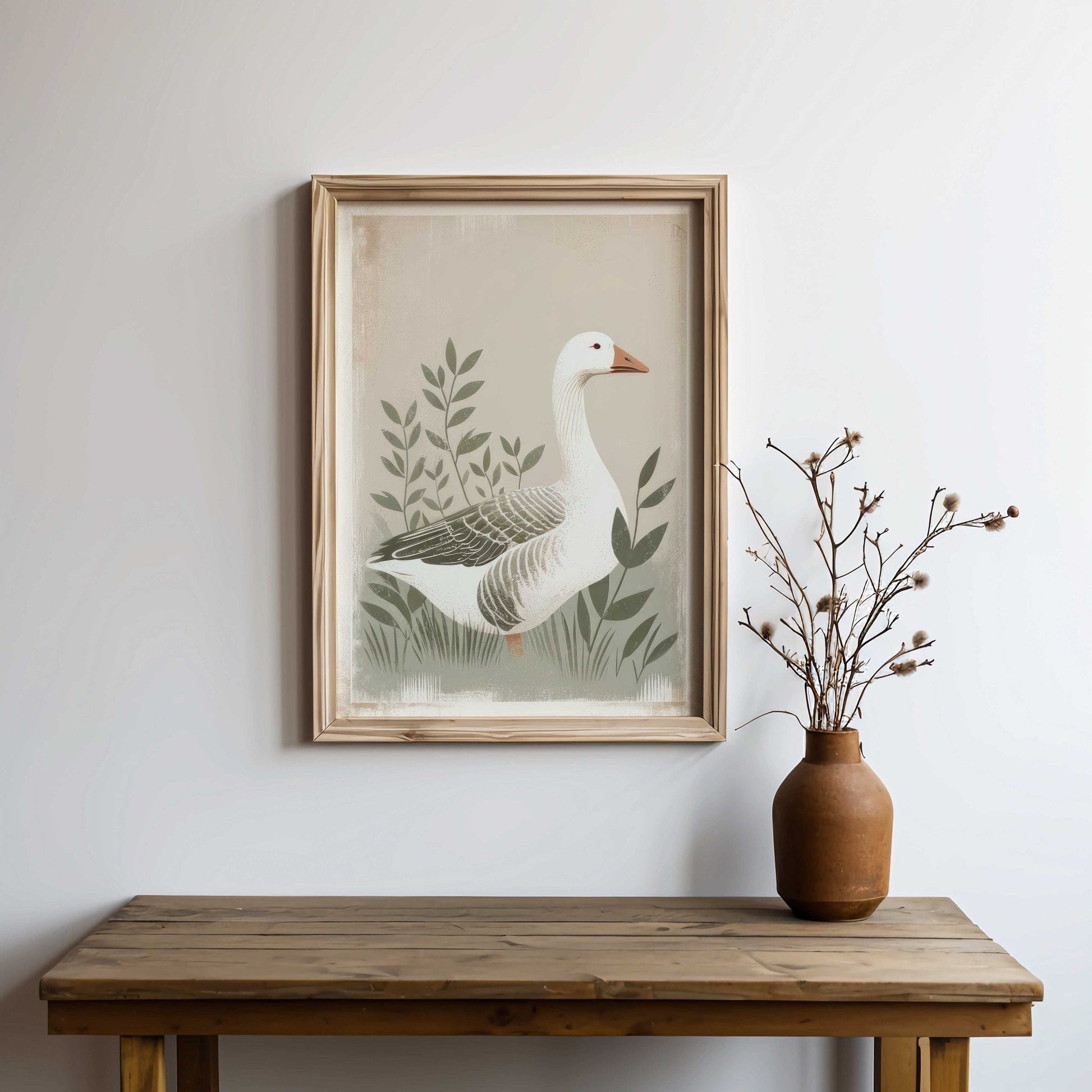 Goose Print, Farmhouse Wall Art, Vintage Farm Animal Decor - WildfieldPrints