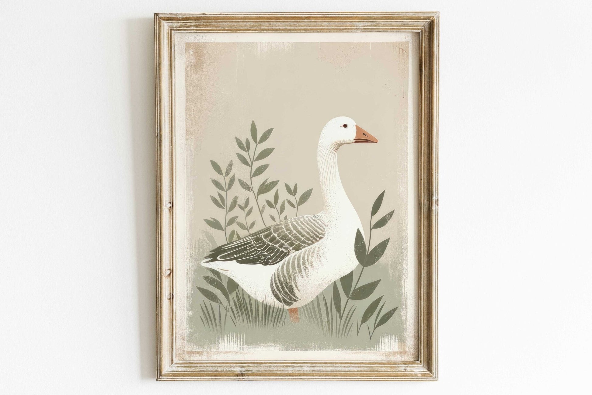 Goose Print, Farmhouse Wall Art, Vintage Farm Animal Decor - WildfieldPrints