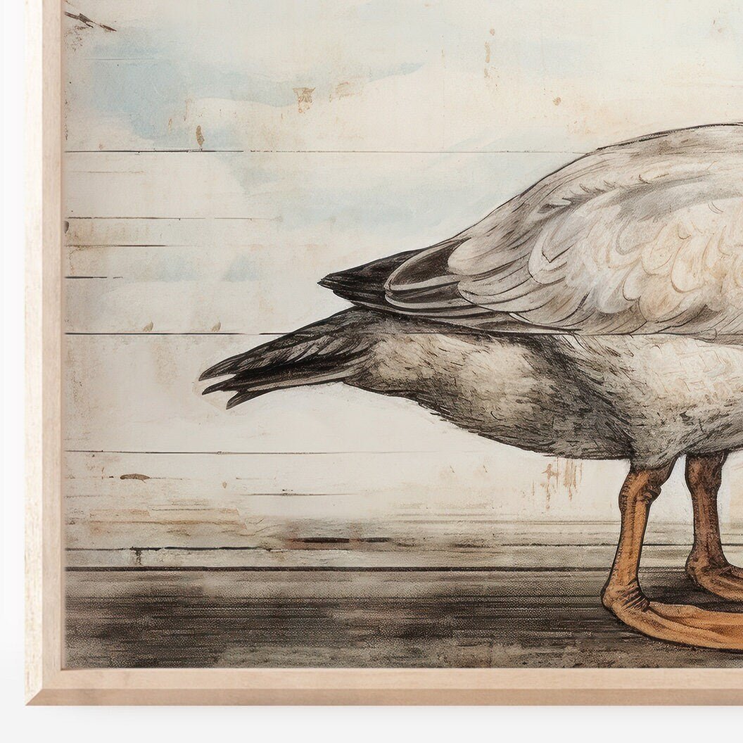 Goose Print, Vintage Farmhouse Wall Art, Country Home Decor - WildfieldPrints
