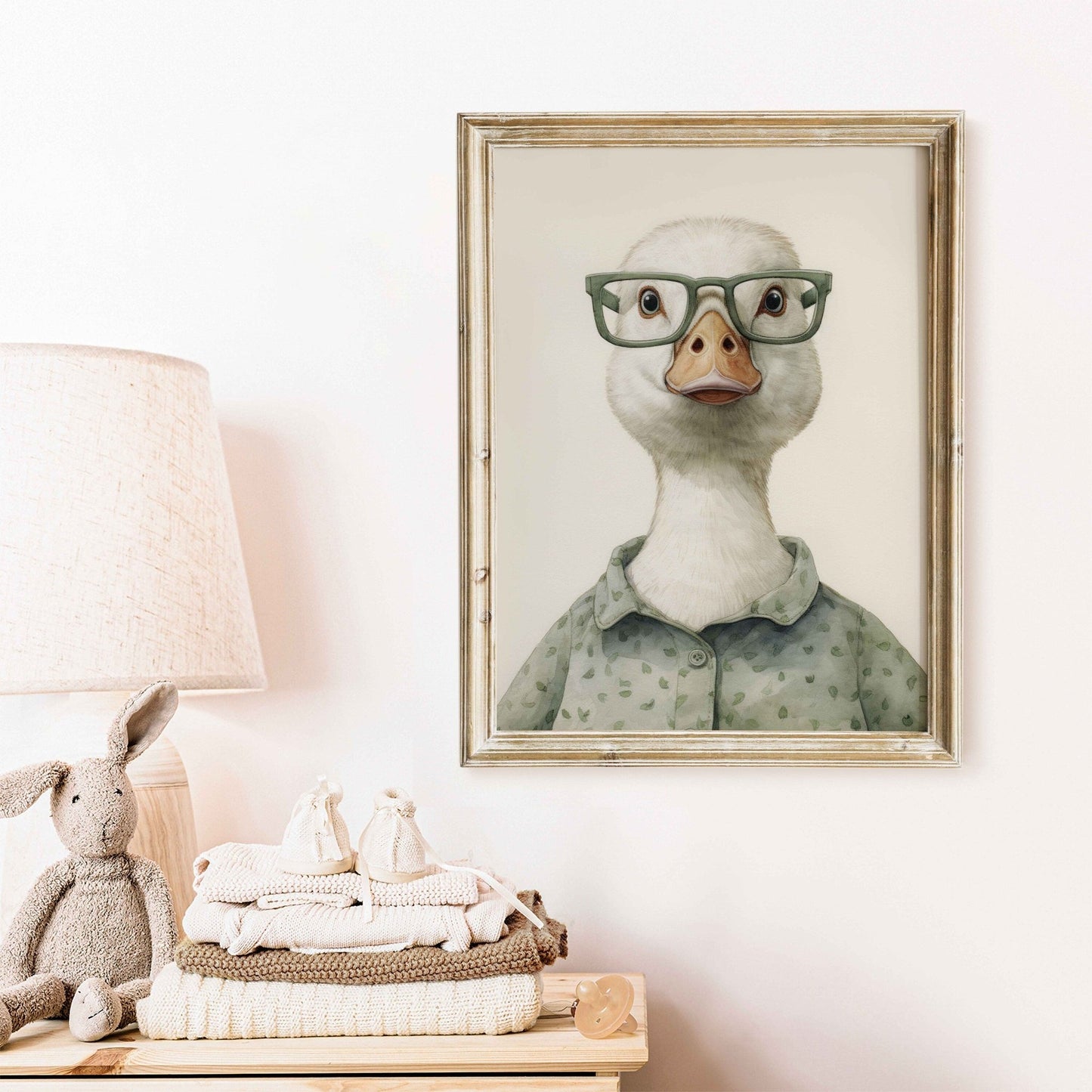 Goose Wall Art, Funny Animals in Glasses, Farmhouse Nursery Decor - WildfieldPrints