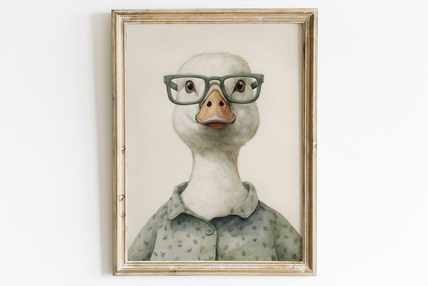 Goose Wall Art, Funny Animals in Glasses, Farmhouse Nursery Decor - WildfieldPrints