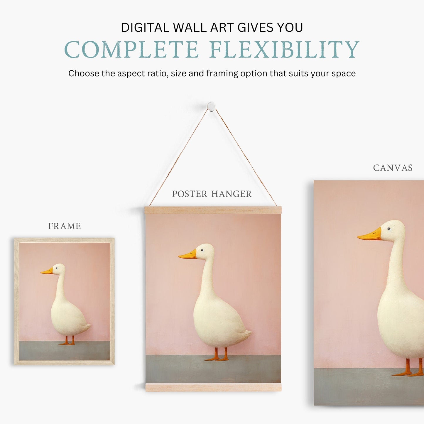 Goose Wall Art, Whimsical Animal Decor, Funny Farm Print - WildfieldPrints