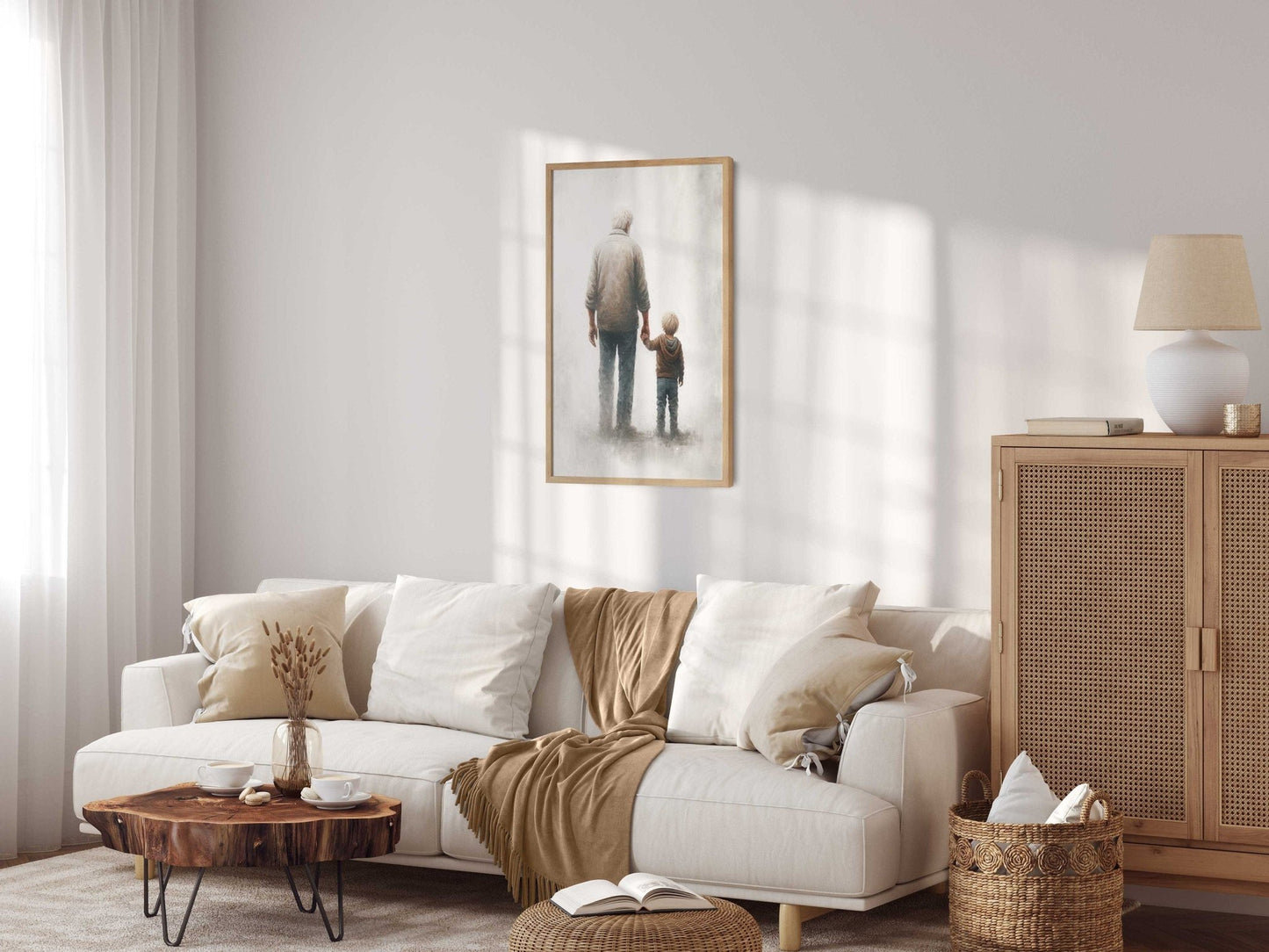 Grandfather & Grandson Art, Heartwarming Gift, Rustic Wall Decor - WildfieldPrints